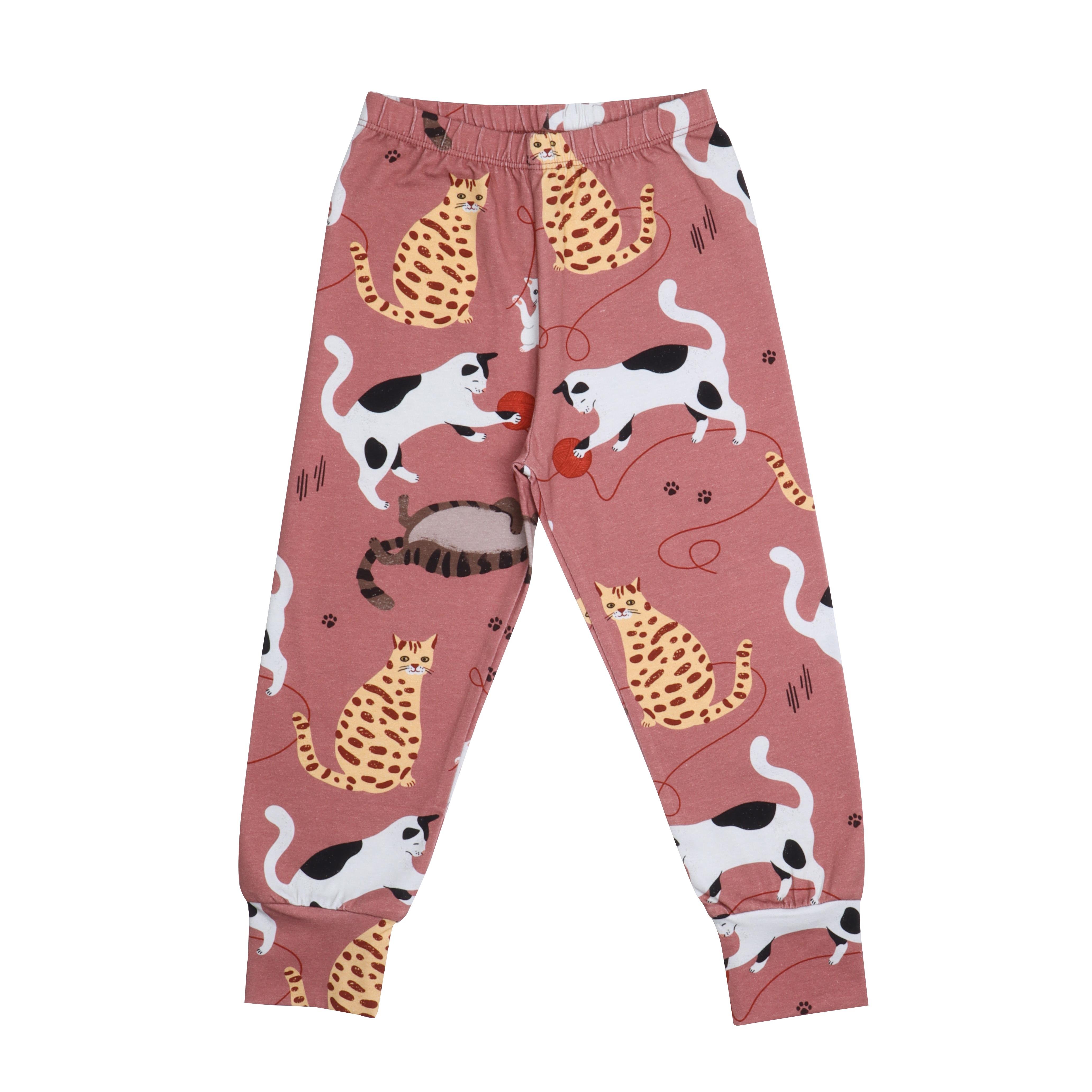 WalkiddyPijamaKedi Desenli Organik Çocuk Pijama Takımı