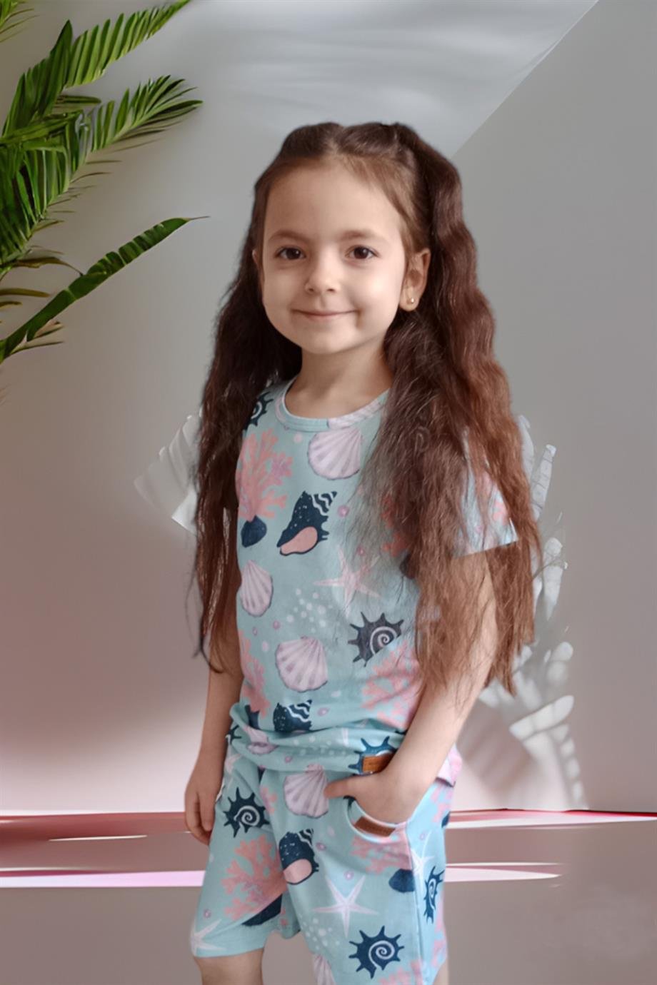 WalkiddyŞortDeniz Kabuğu Desenli Çocuk Şort