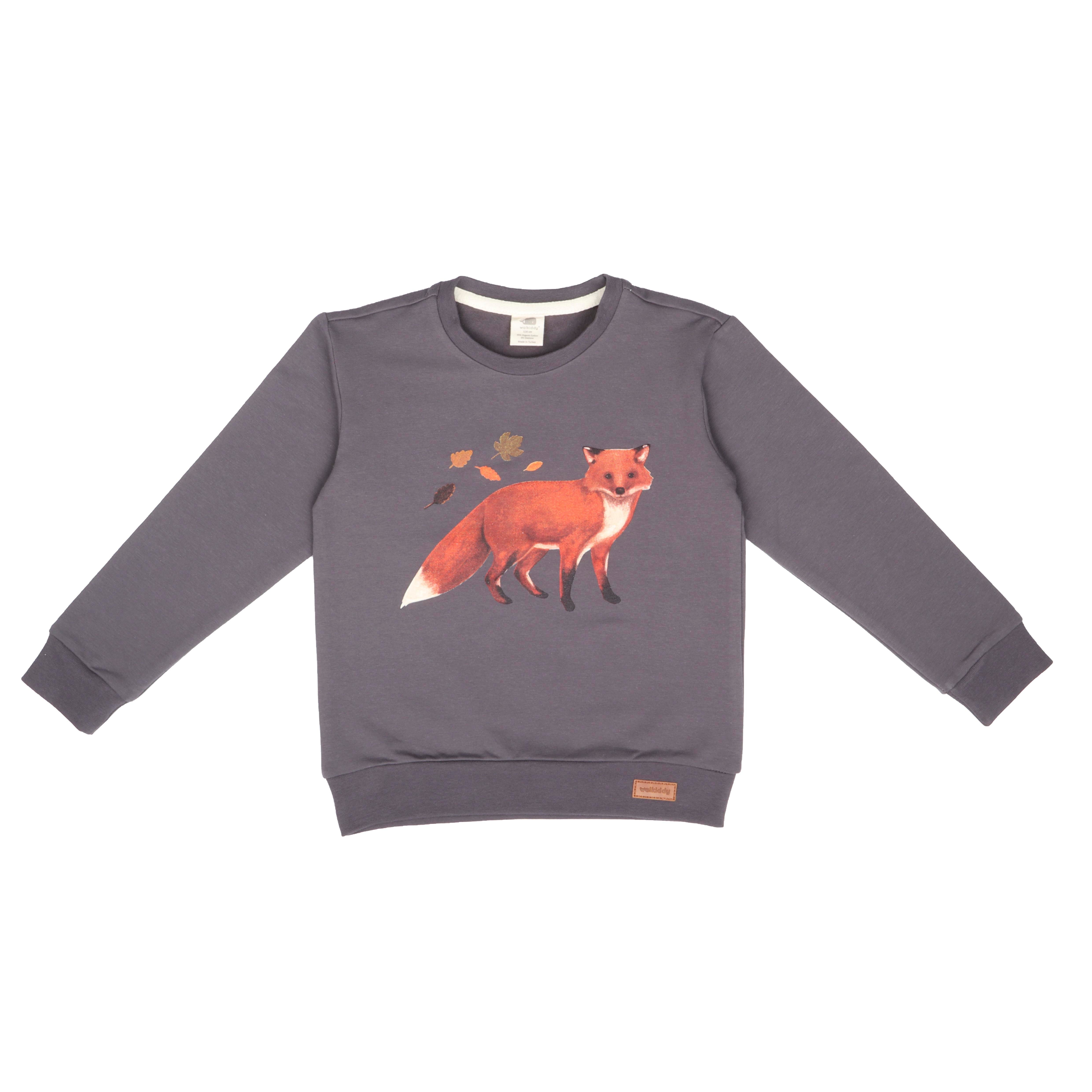 WalkiddySweatshirtTilki Baskılı Organik Bebek Sweatshirt