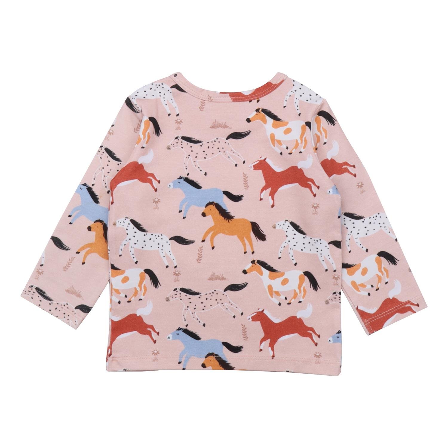 WalkiddyT-ShirtBebek Atlar Desenli Uzun Kollu Organik Bebek Tişört