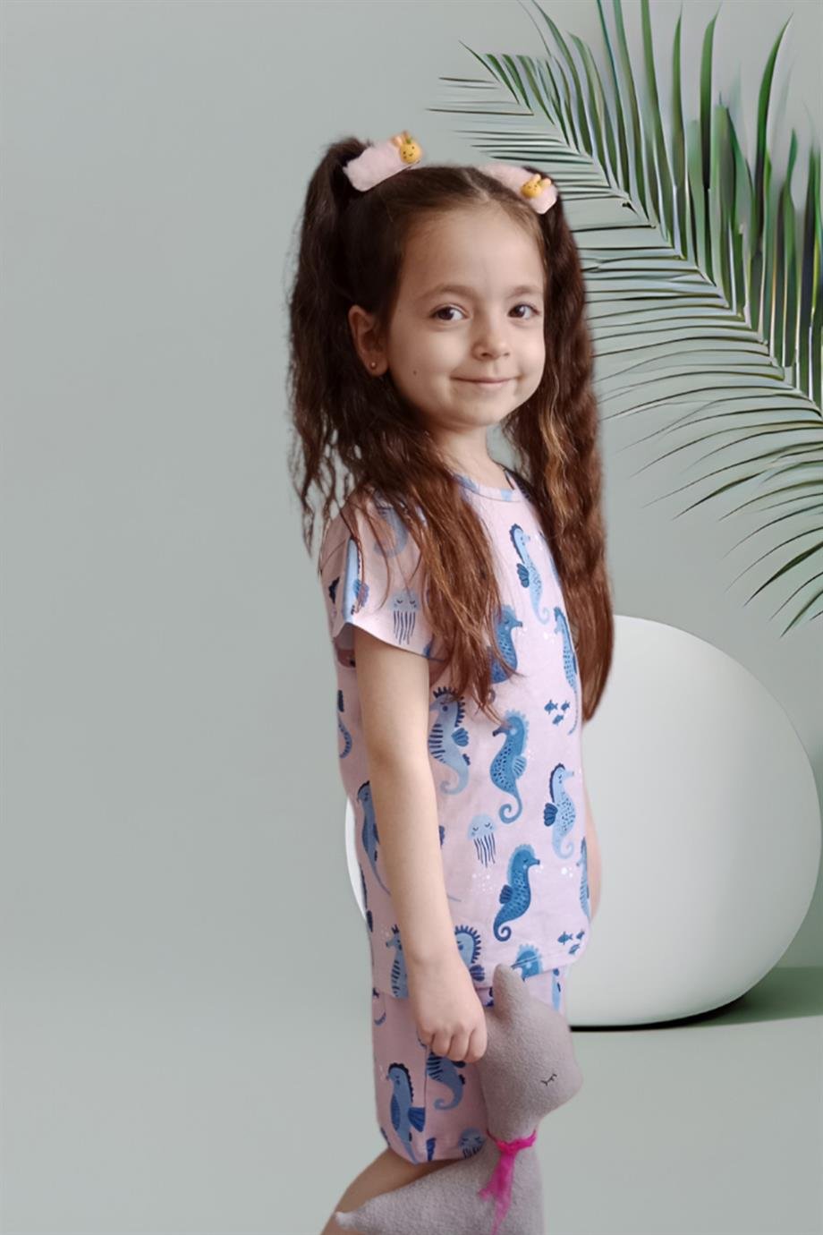 WalkiddyT-ShirtMavi Deniz Atı Desenli Çocuk Tişört