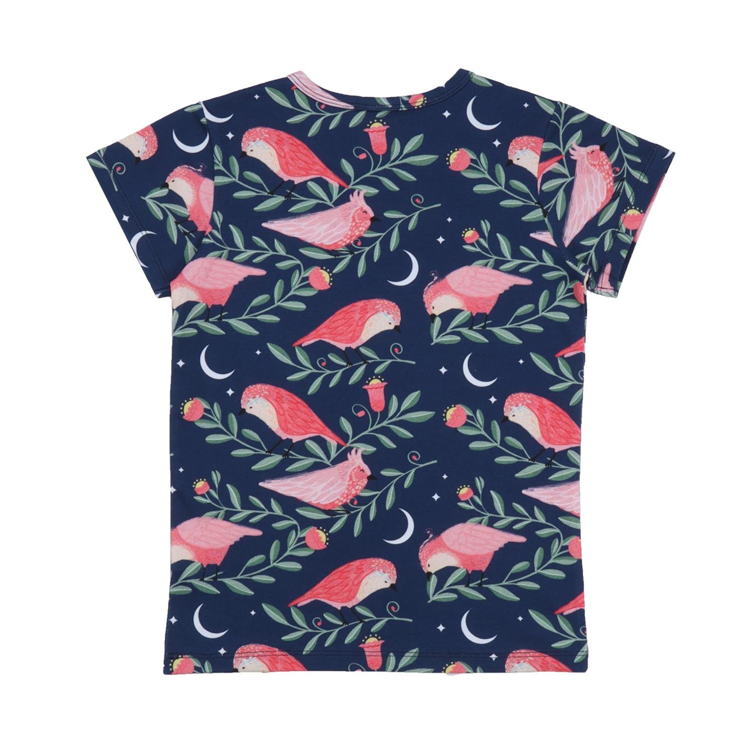 WalkiddyT-ShirtPembe Kuş Desenli Organik Çocuk Tişört