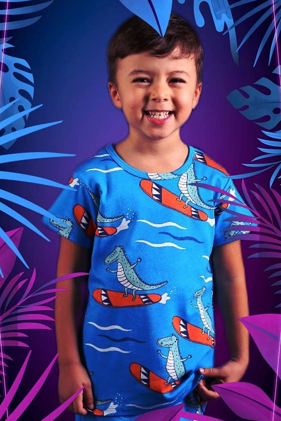 WalkiddyT-ShirtSurf Yapan Timsah Desenli Organik Tshirt