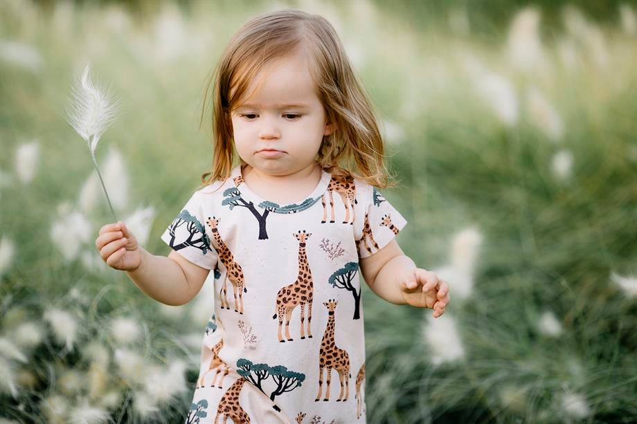 WalkiddyTulumZürafa Desenli Organik Bebek Yazlık Tulum
