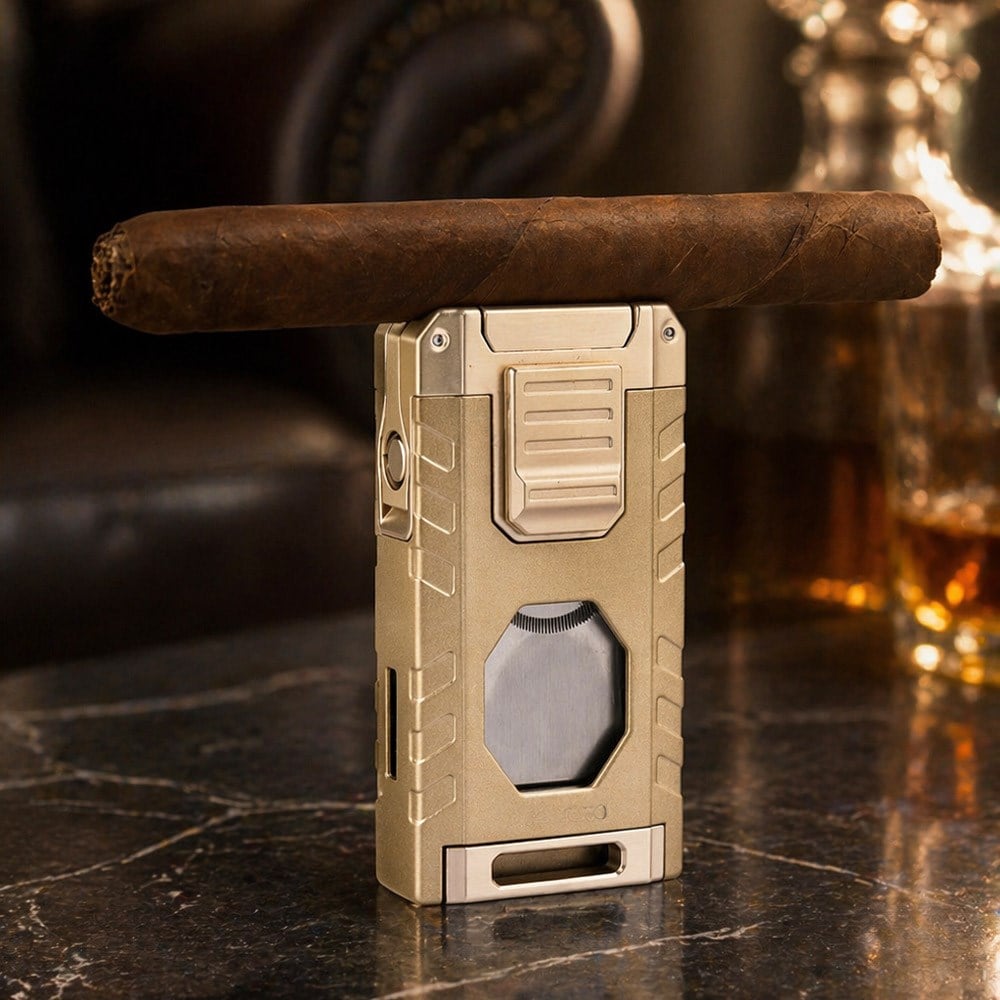 Coho Patron Triple Torch Brass Bıçaklı Puro Çakmağı