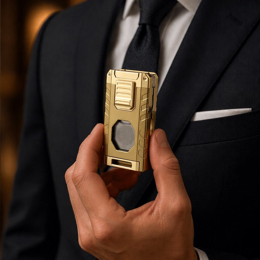 Coho Patron Triple Torch Brass Bıçaklı Puro Çakmağı