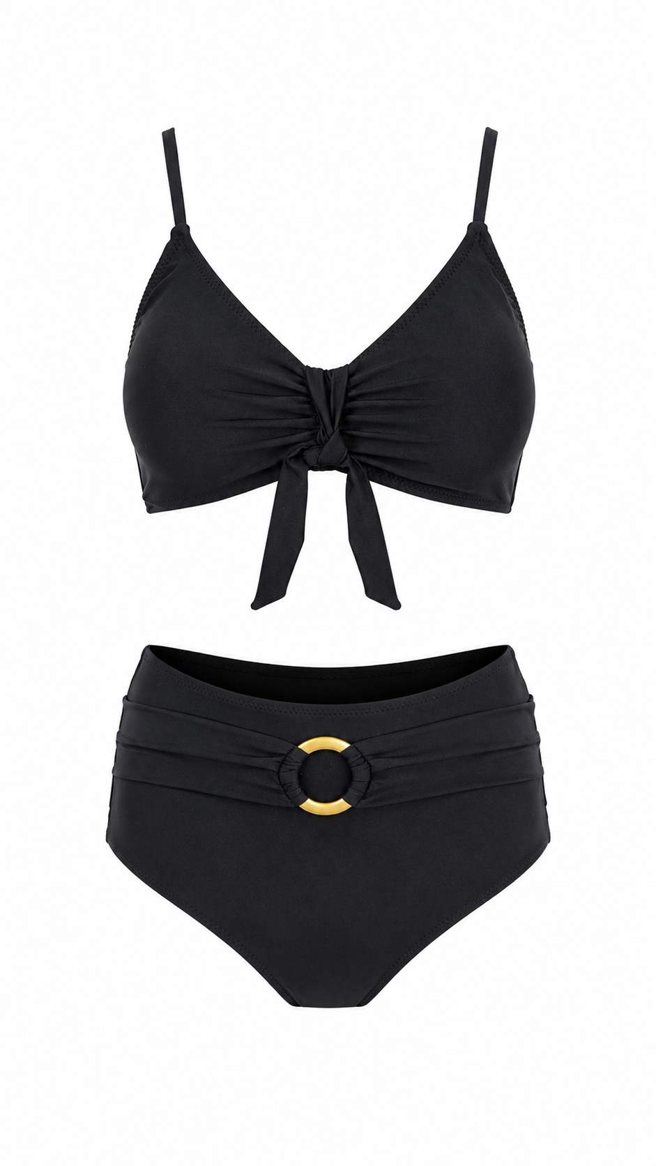 Pareolu Halkalı Yüksek Bel Bikini Takım 