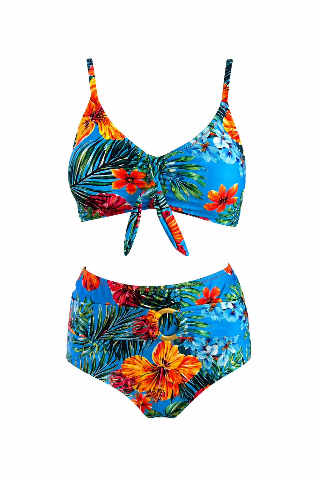 Pareolu Halkalı Yüksek Bel Bikini Takım 