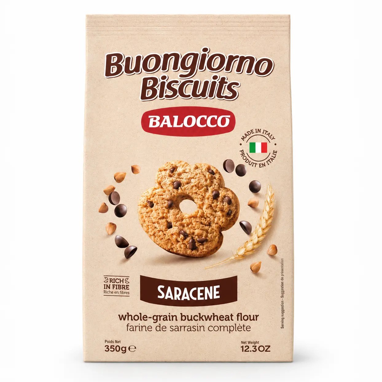 Balocco Saracene Karabuğdaylı & Bitter Çikolatalı Bisküvi 350 Gr 