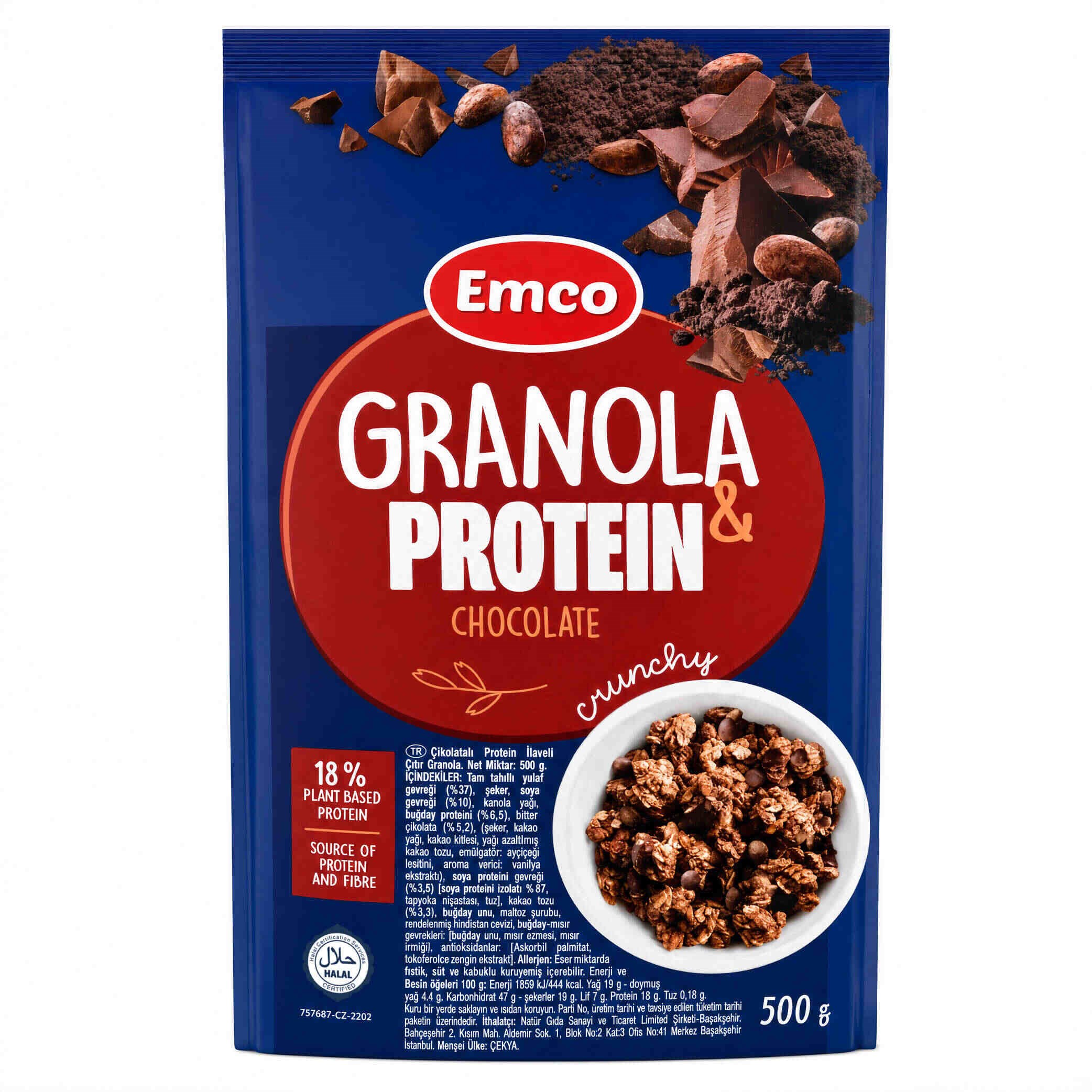 EMCO Protein Granola Crunchy with Chocolate 500 Gr 