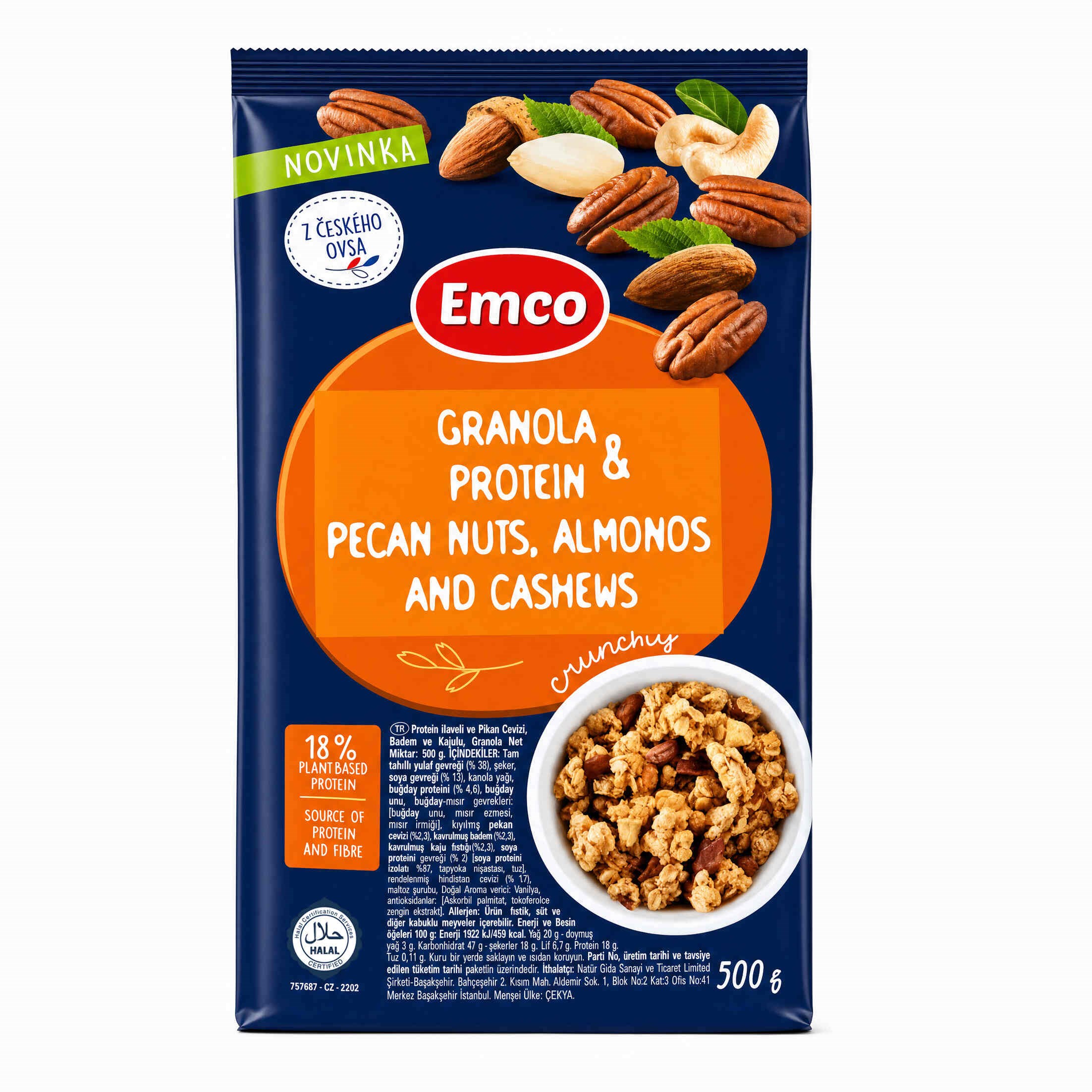 EMCO Protein Granola Pecan, Nuts, Almonds & Cashews 500 Gr 
