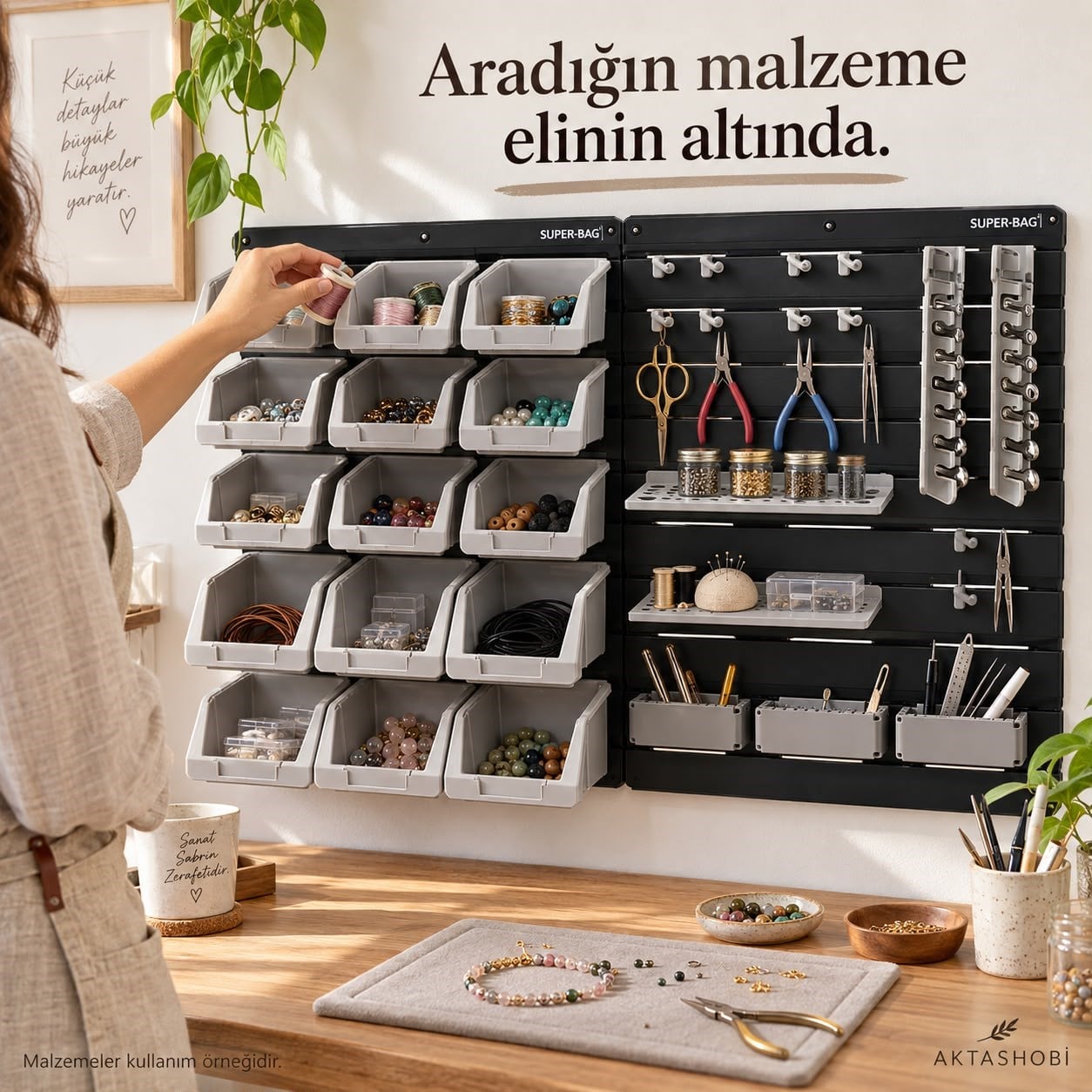35 Parça Duvar Tipi Hobi ve Alet Düzenleme Paneli