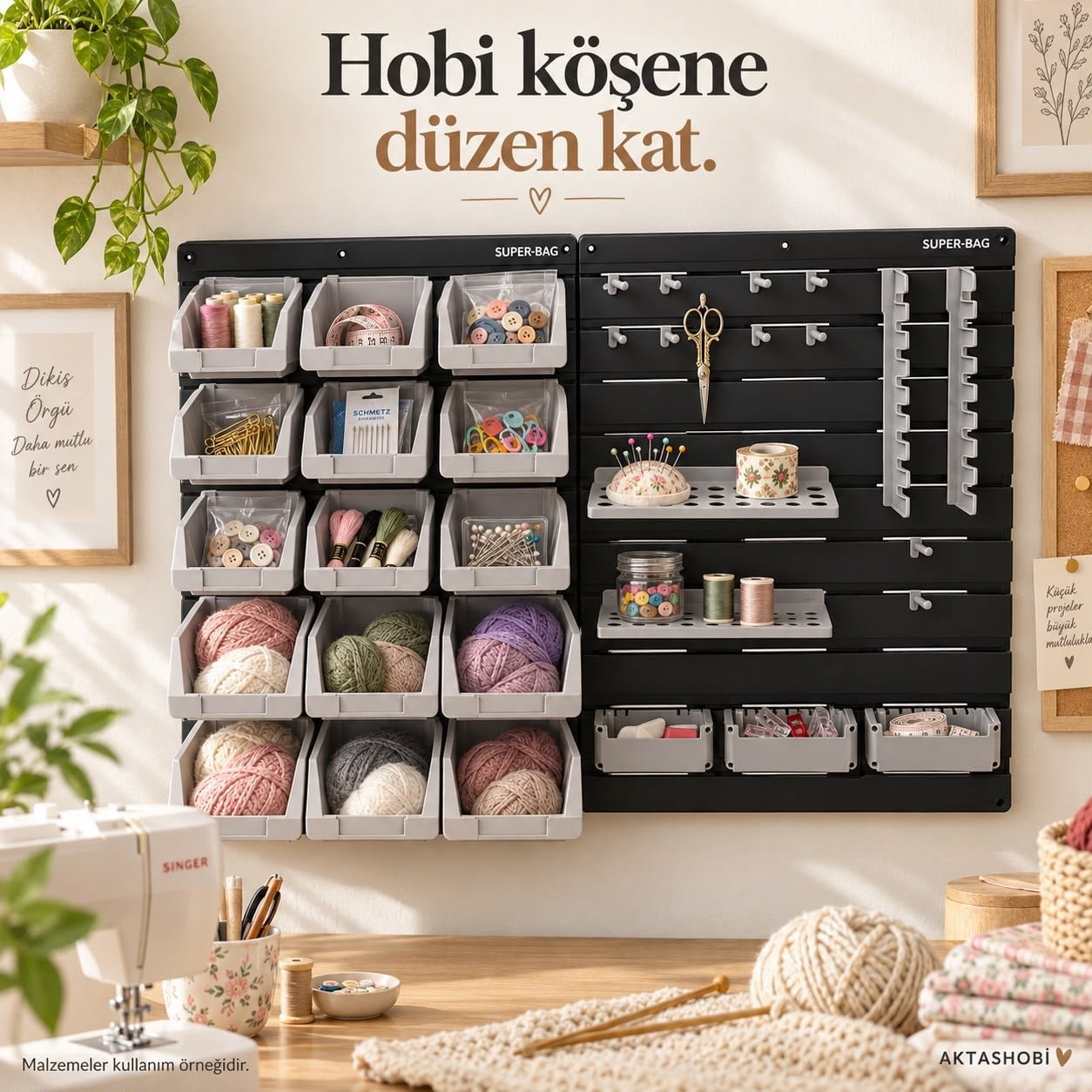 35 Parça Duvar Tipi Hobi ve Alet Düzenleme Paneli
