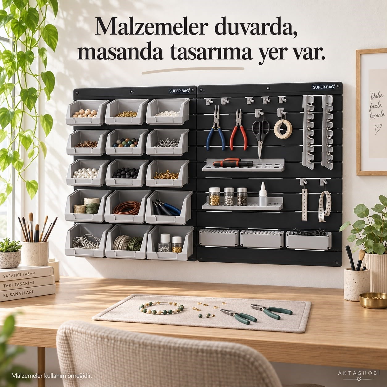 35 Parça Duvar Tipi Hobi ve Alet Düzenleme Paneli