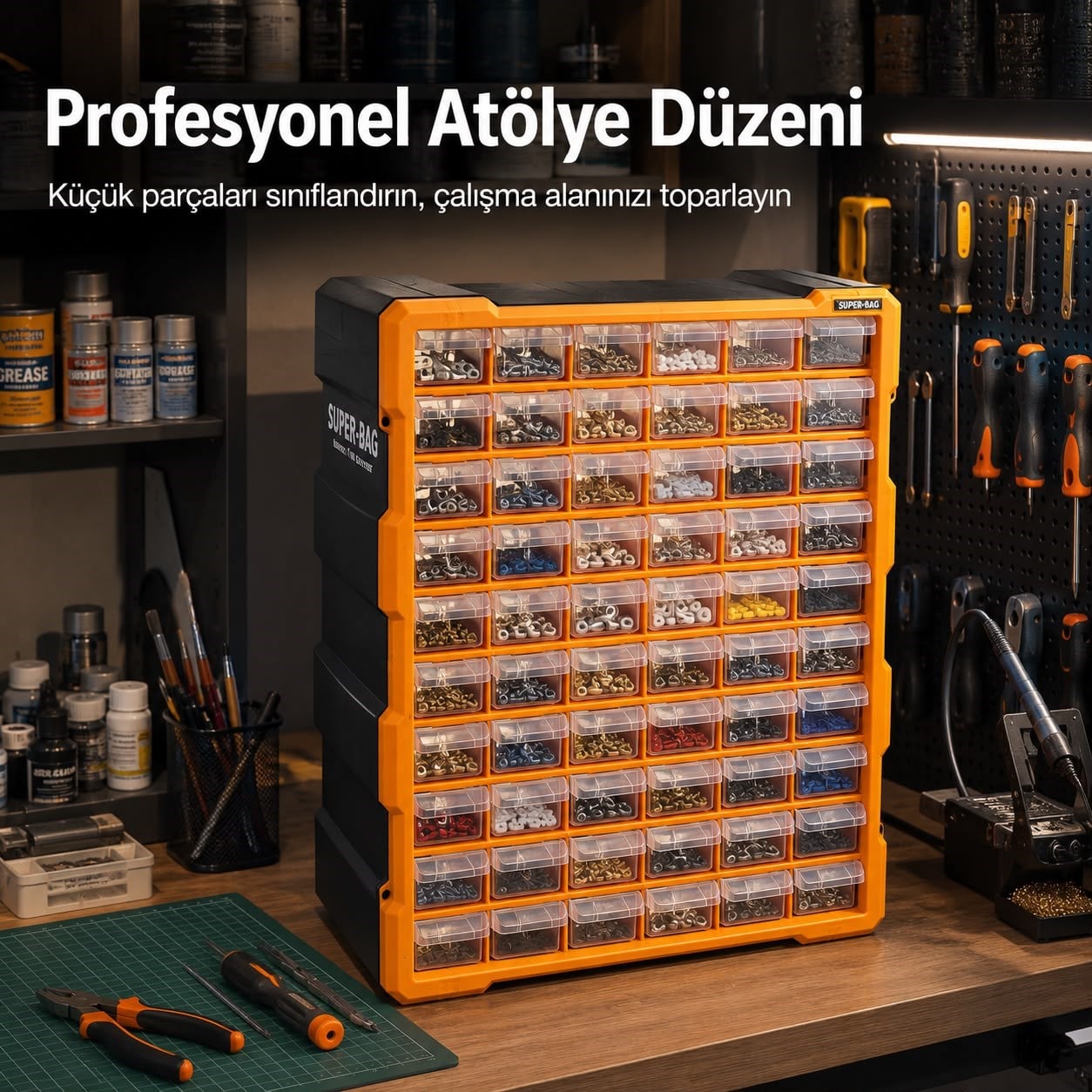 60'lı Büyük Monoblok Çekmece Seti ile Küçük Parçalar Artık Hep Düzenli