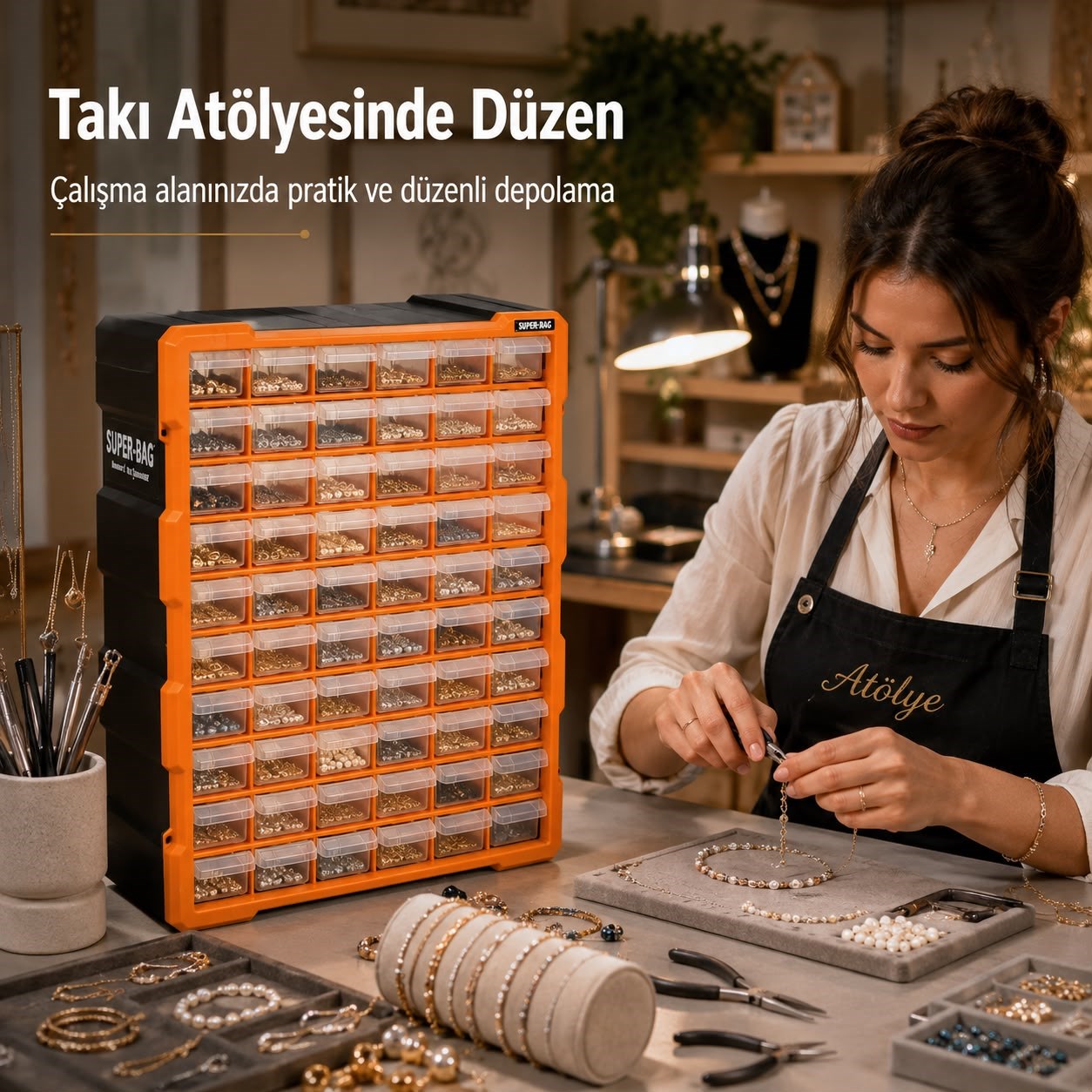 60'lı Büyük Monoblok Çekmece Seti ile Küçük Parçalar Artık Hep Düzenli