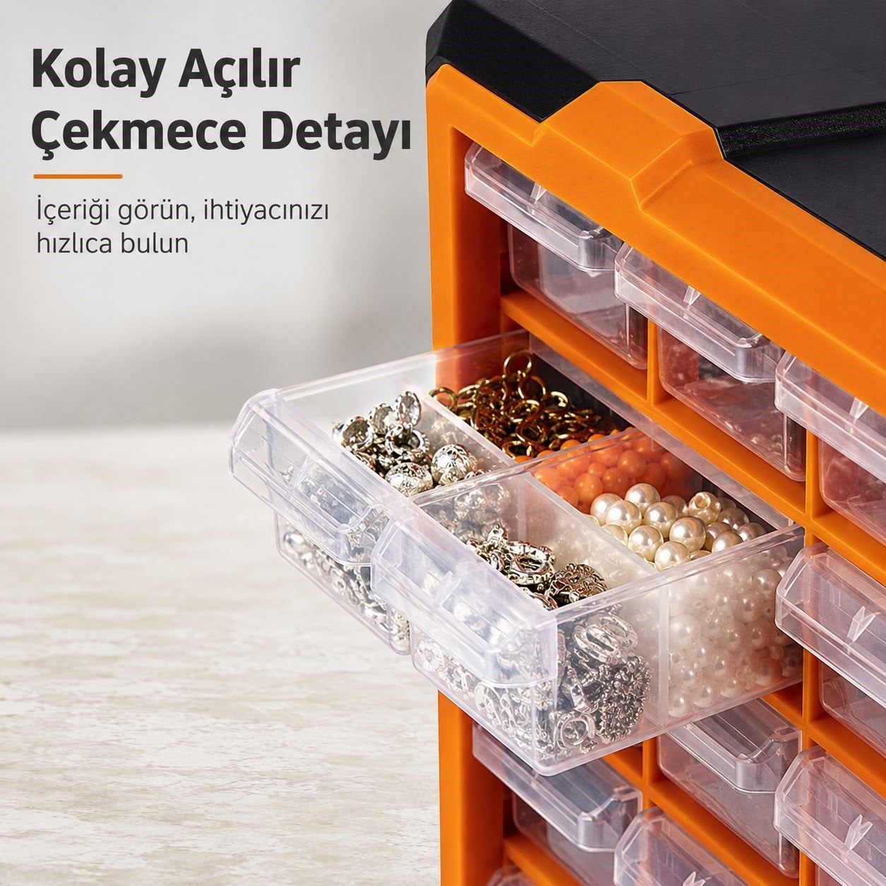 60'lı Büyük Monoblok Çekmece Seti ile Küçük Parçalar Artık Hep Düzenli