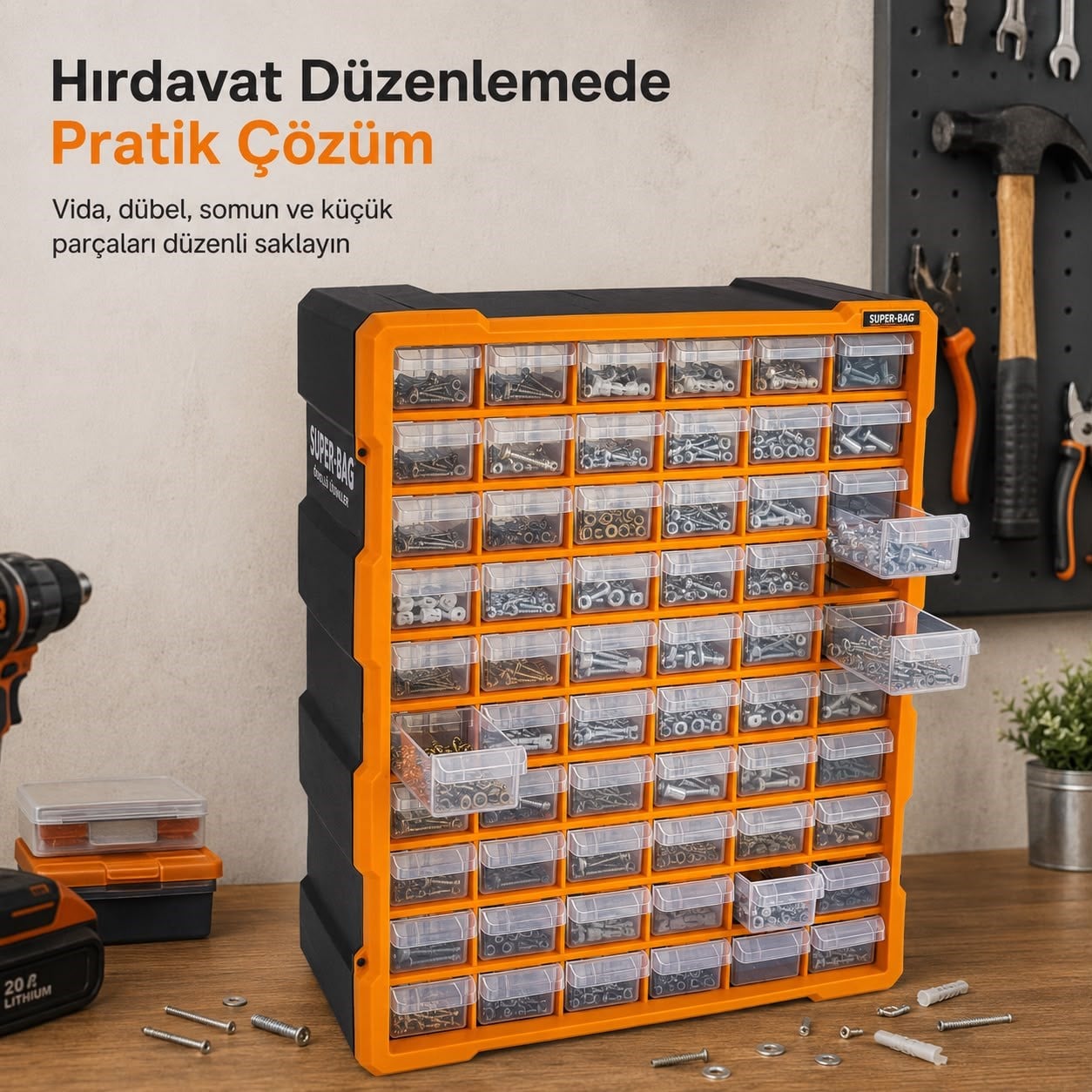 60'lı Büyük Monoblok Çekmece Seti ile Küçük Parçalar Artık Hep Düzenli