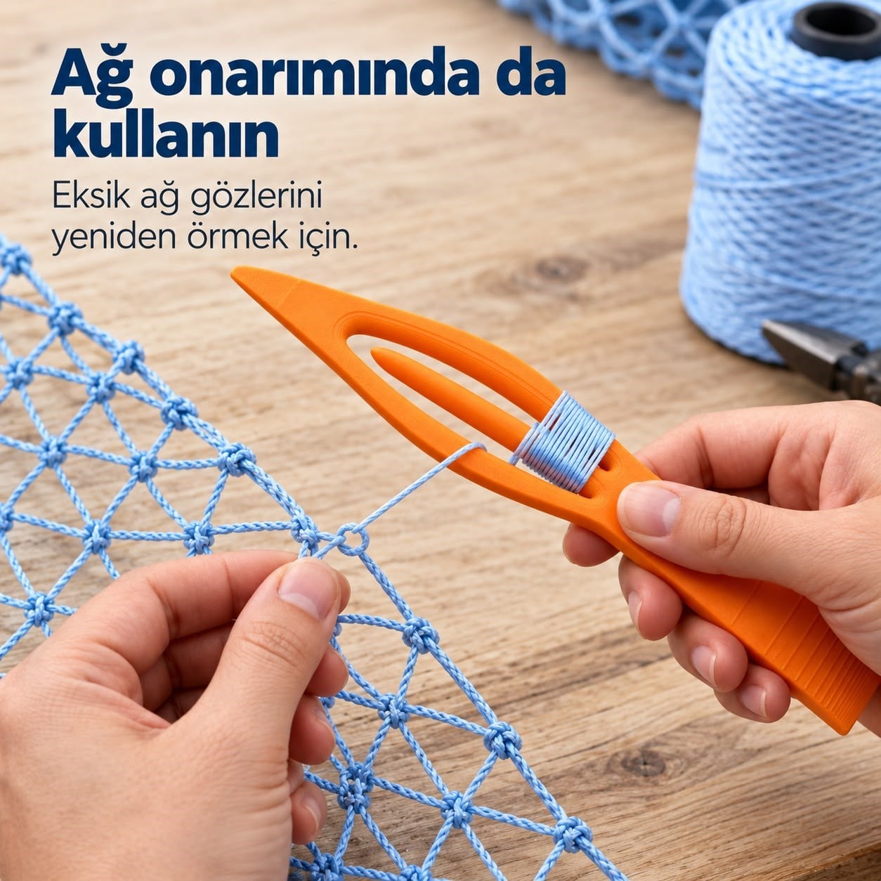 Ağ ve File Örme Mekiği – 18 × 3 cm