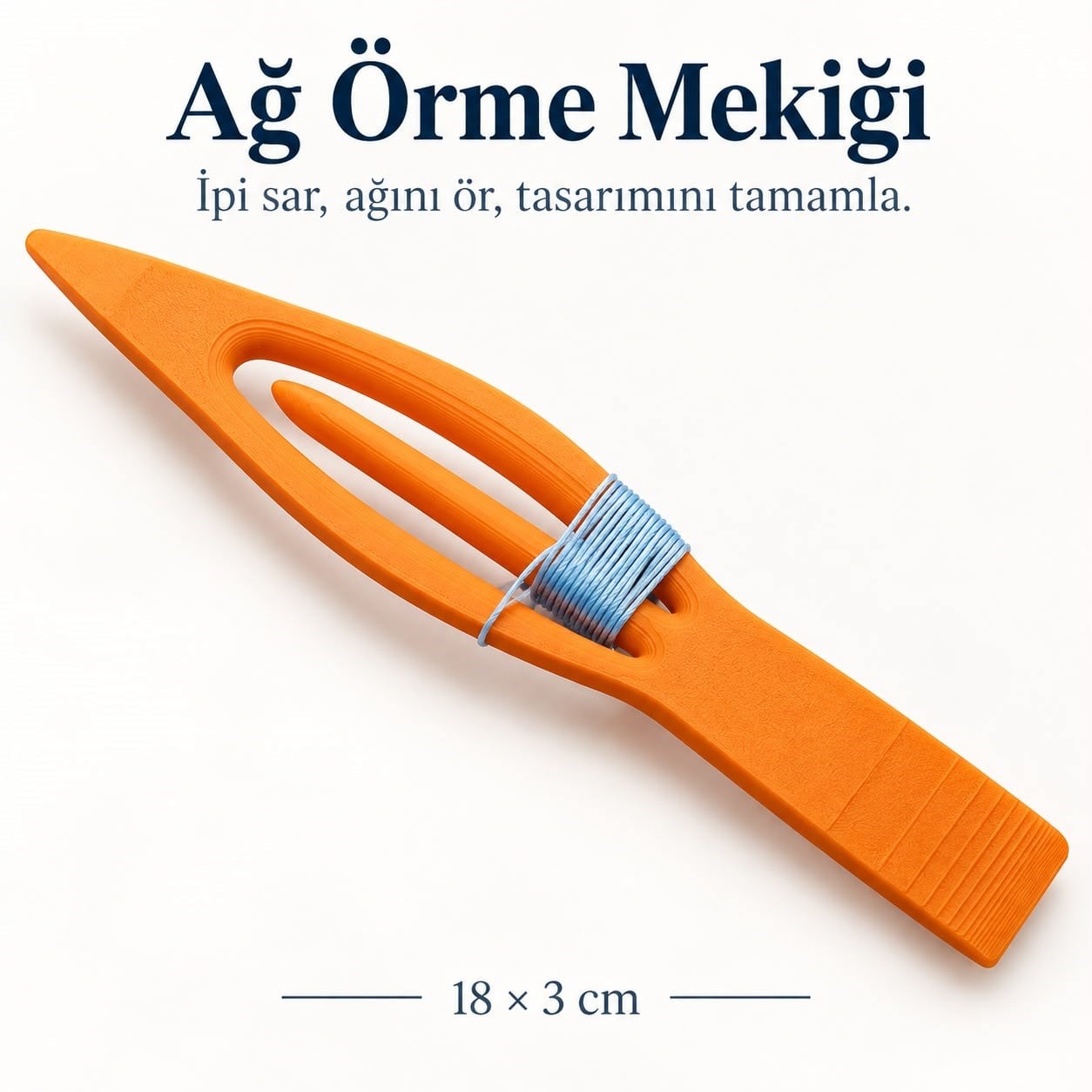 Ağ ve File Örme Mekiği – 18 × 3 cm