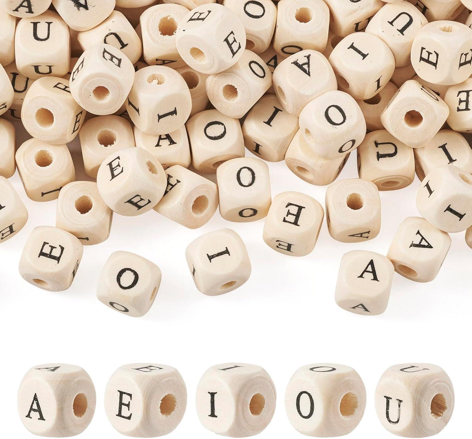 Ahşap 10 MM Küp Harf Boncuklar 