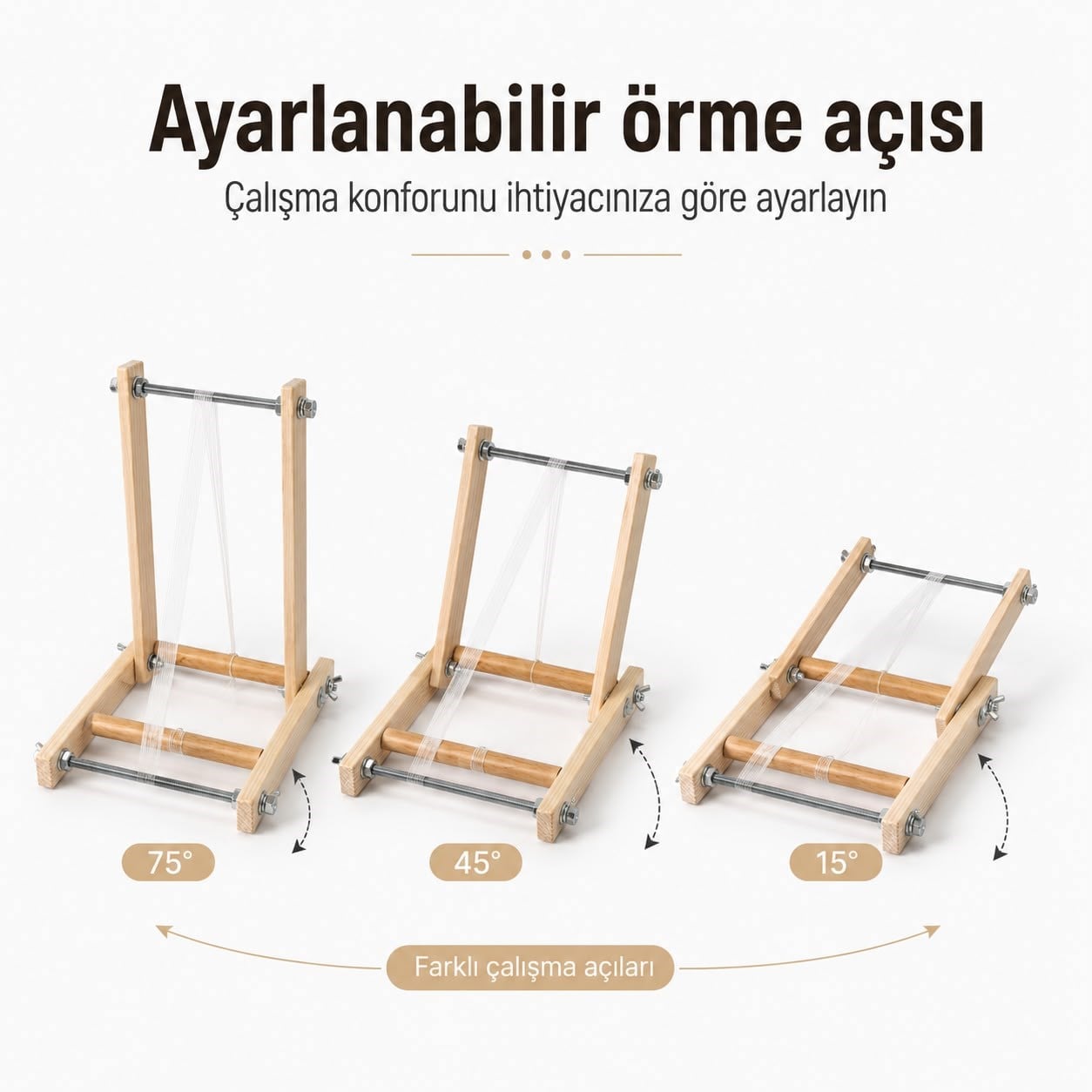Ahşap Boncuk Dokuma Tezgâhı - Her Açıda Ayarlanabilir