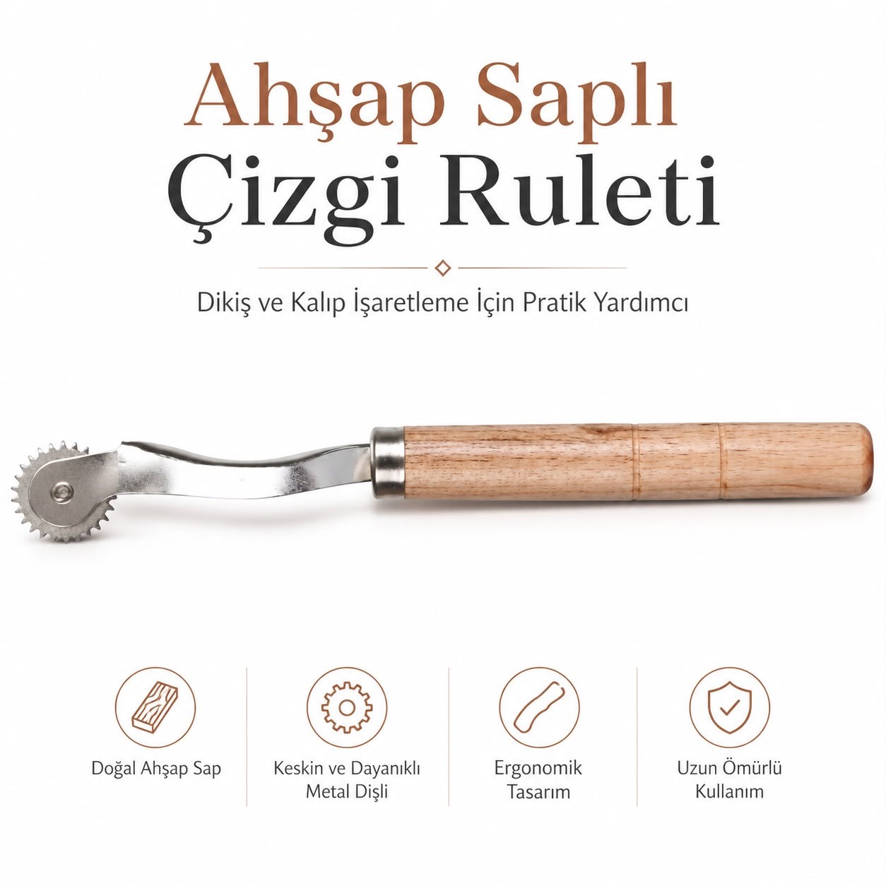 Ahşap Saplı Çizgi Ruleti