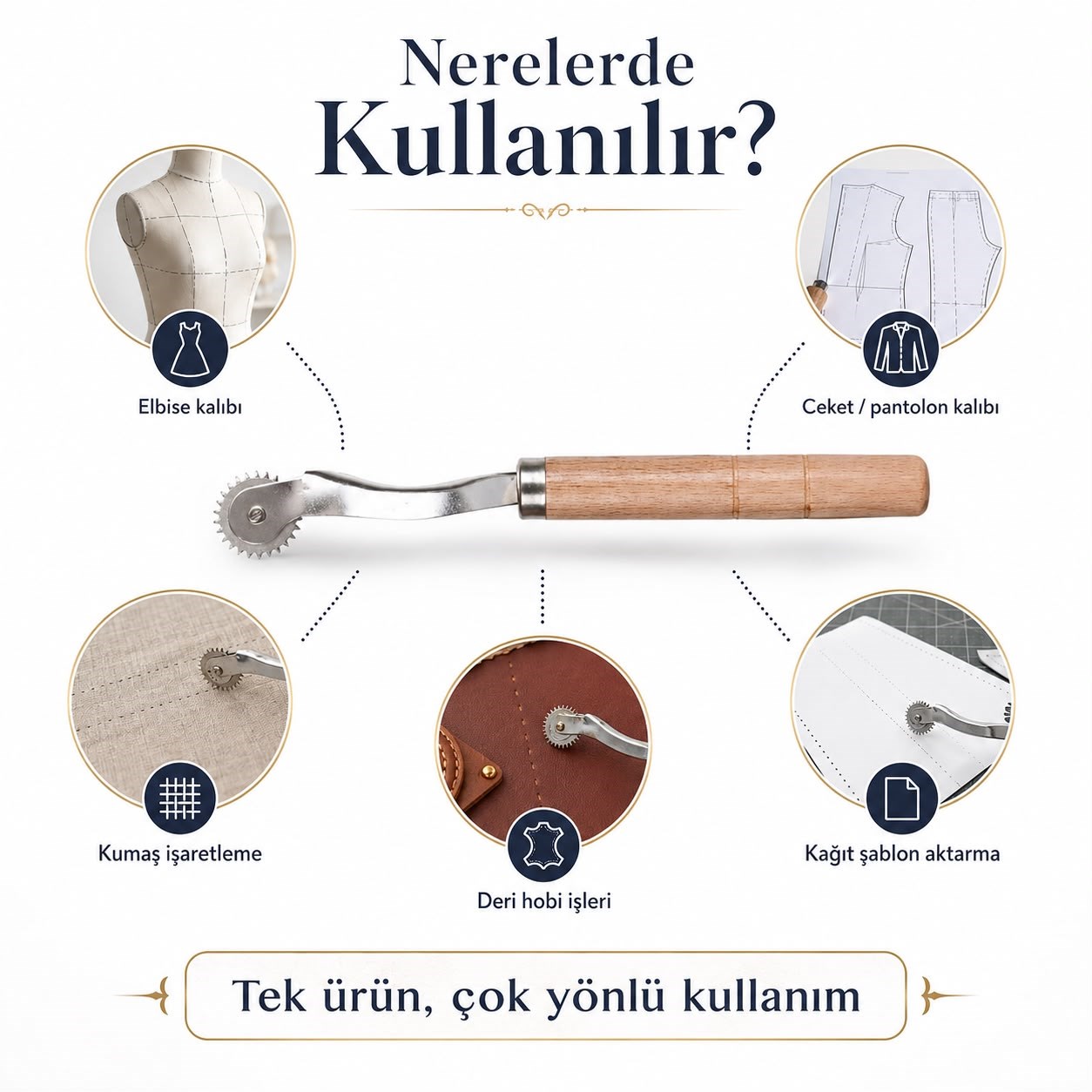 Ahşap Saplı Çizgi Ruleti