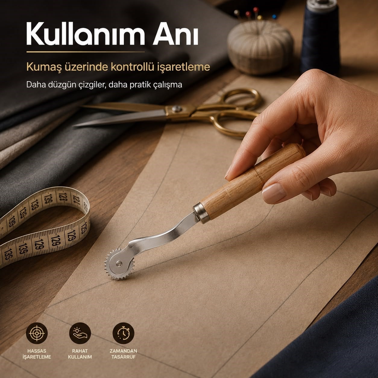 Ahşap Saplı Çizgi Ruleti