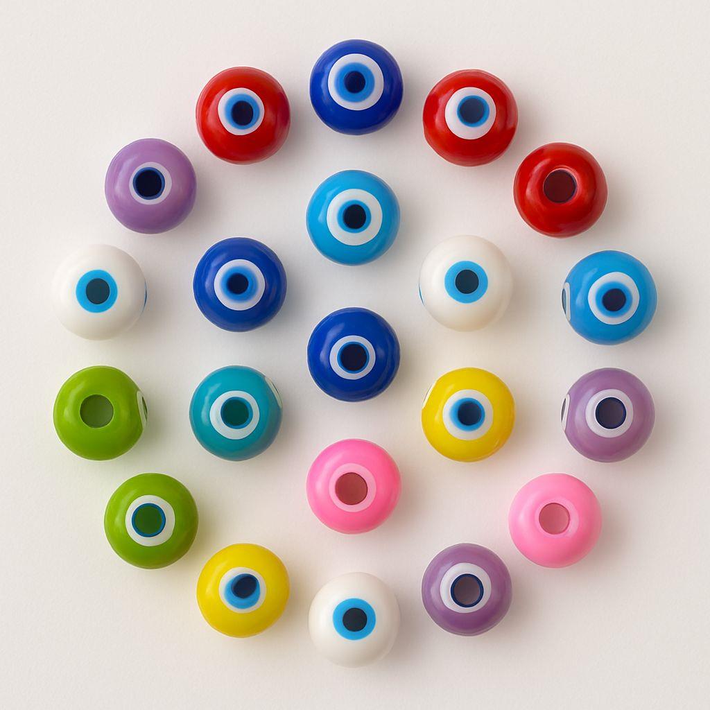 Akrilik Renkli Plastik Nazar Boncuğu – 20 MM (5'li Karışık Paket)