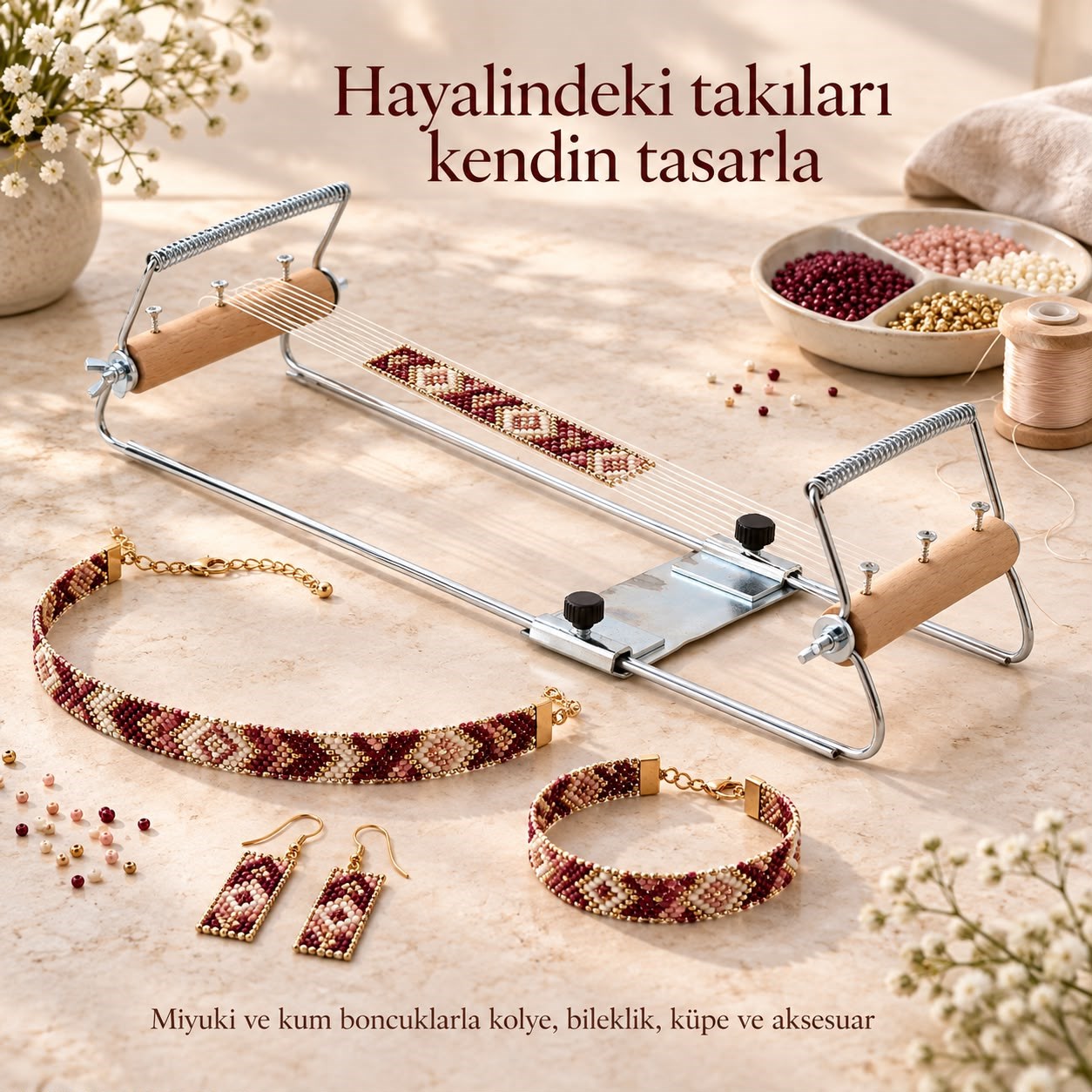 Ayarlanabilir Boncuk Dokuma Tezgahı
