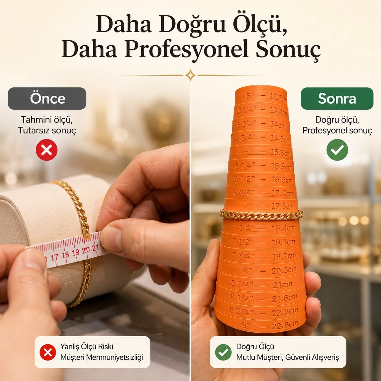 Bileklik Ölçü Konisi – İNÇ ve CM Ölçülü
