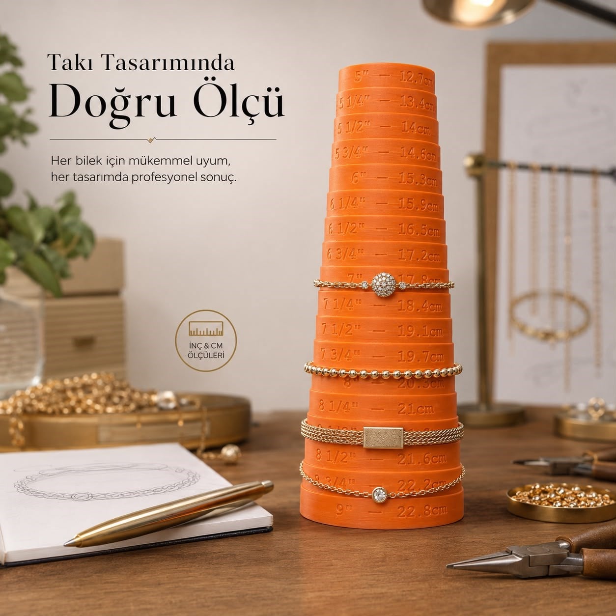 Bileklik Ölçü Konisi – İNÇ ve CM Ölçülü