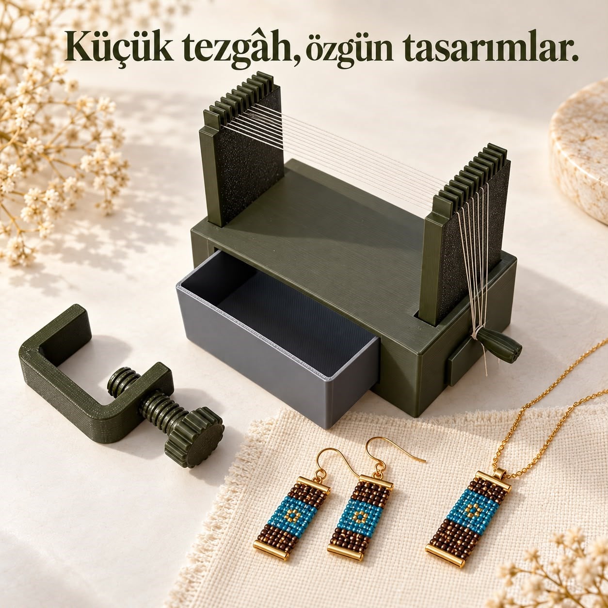 Çekmeceli Boncuk Dokuma Tezgahı
