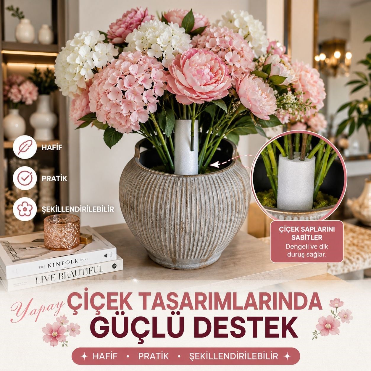 Dekoratif Köpük Destek Çubuğu – İstenilen Uzunlukta