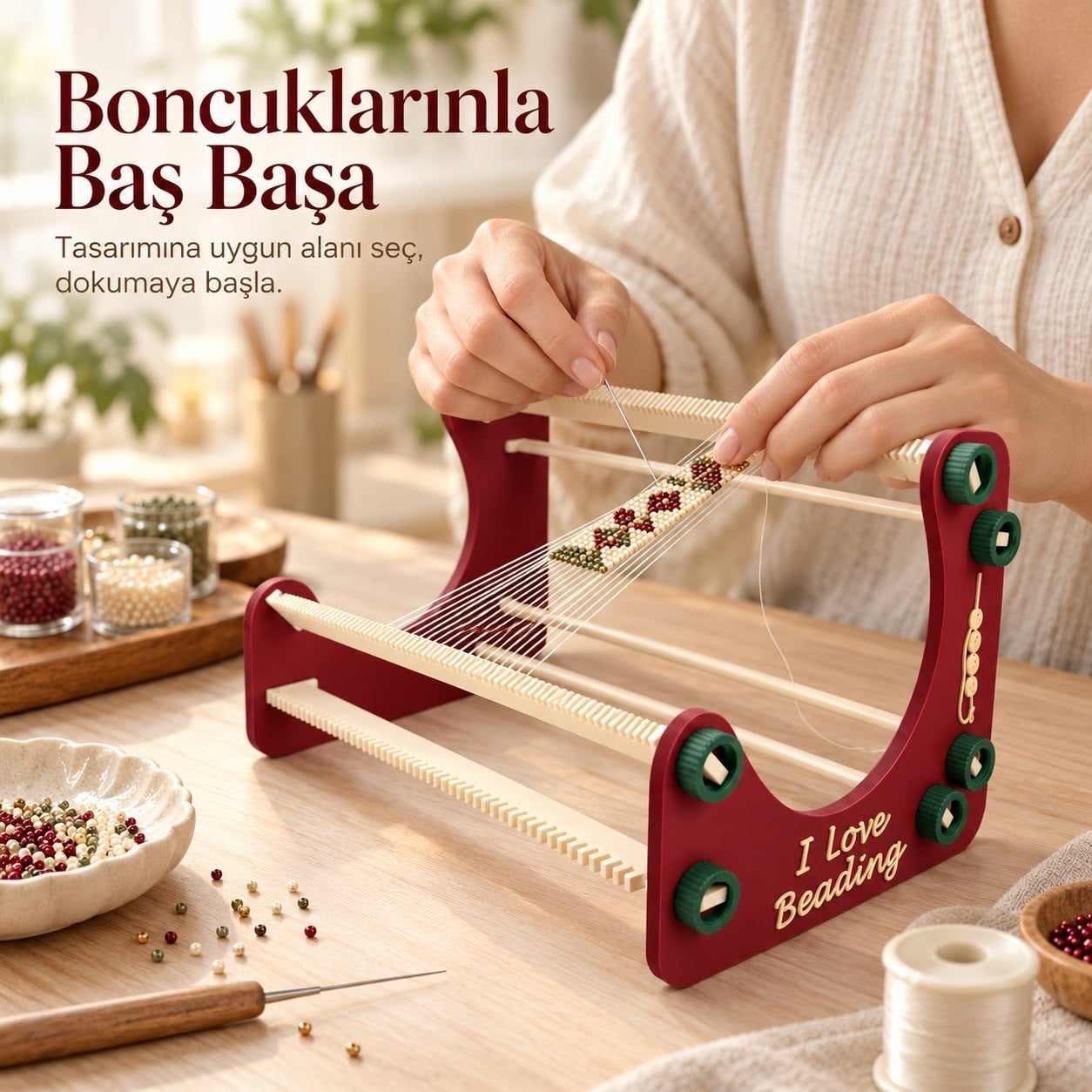 Dik-L Modüler Boncuk Dokuma Tezgahı Tek Set Üç Farklı Genişlik