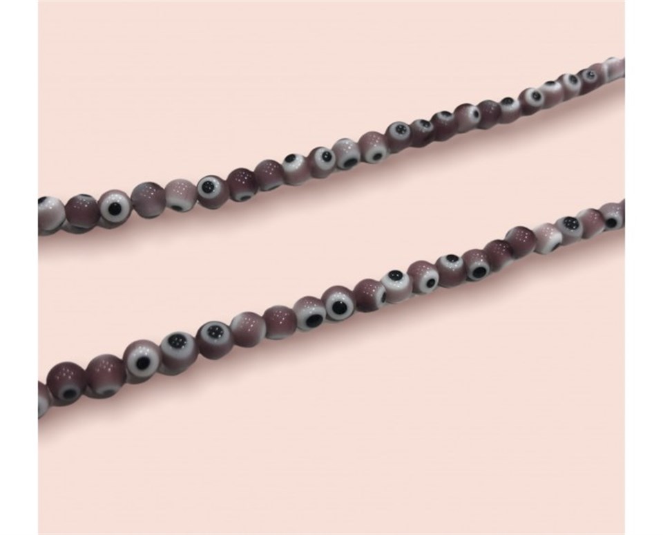 Düzenli Mor Ametist Dizi Nazar Boncuk Model 4 MM