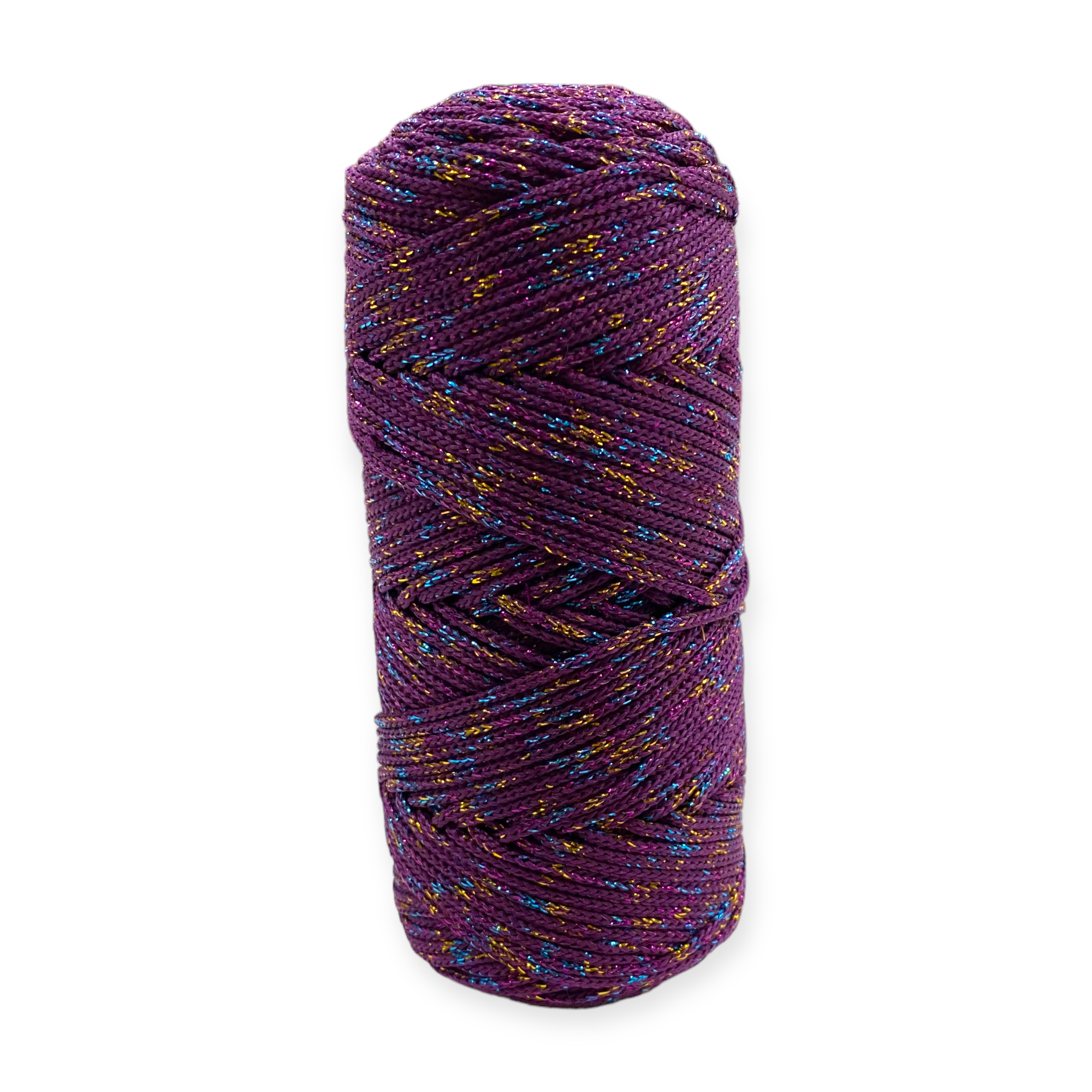 Fold Yarn, Simli Makrome İpi Ebruli Mürdüm