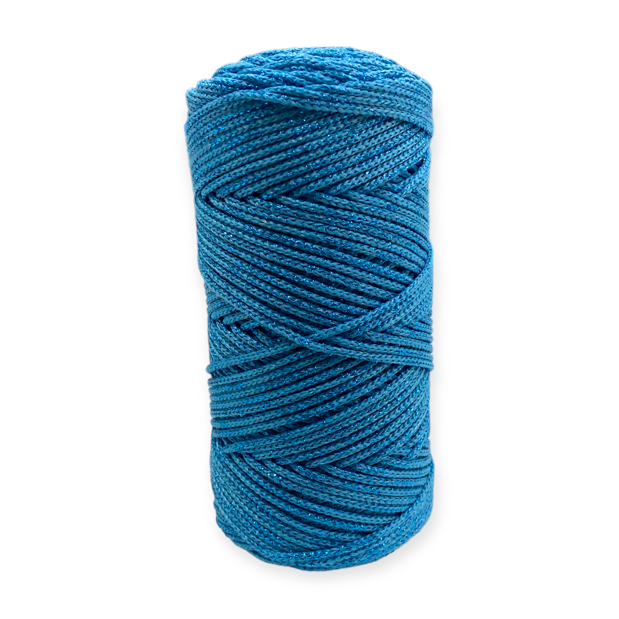 Fold Yarn, Simli Makrome İpi Mavi