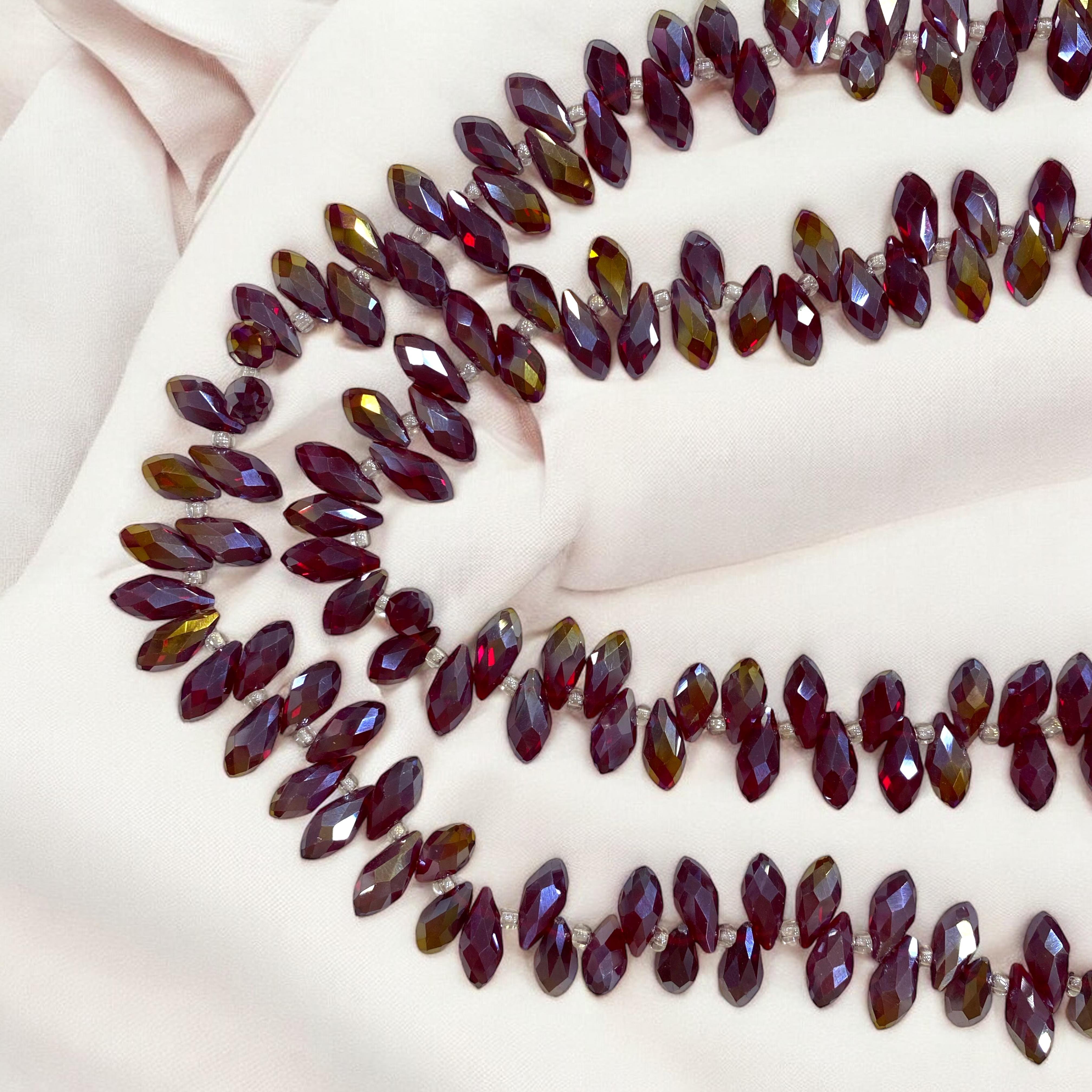 Garnet, Damla Cam Dizi Kristal Boncuk