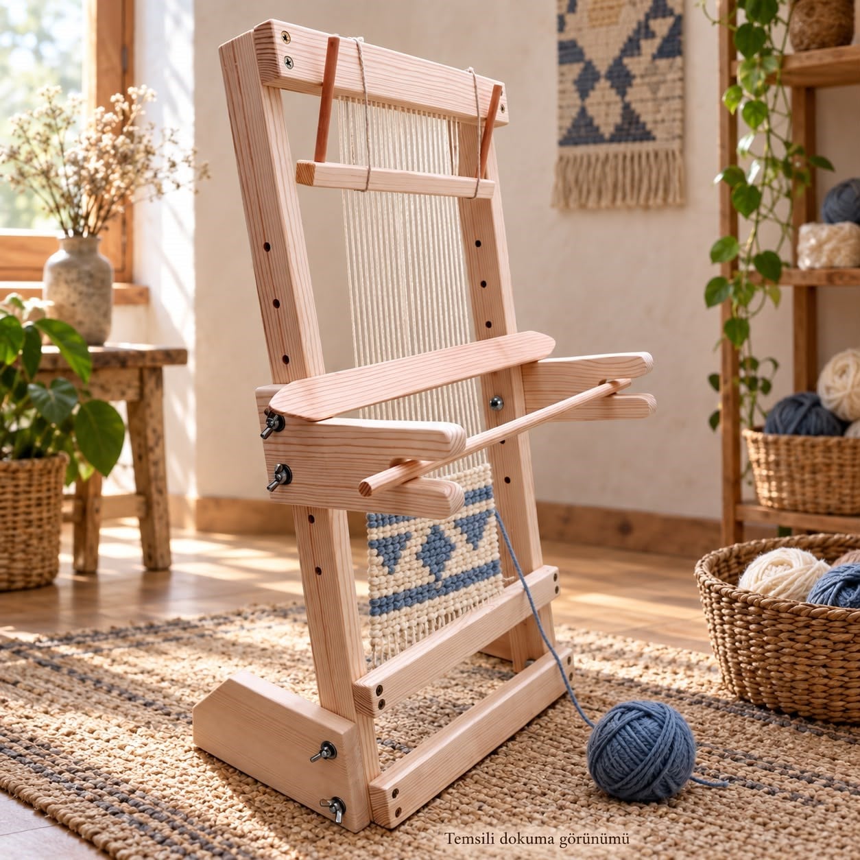 İlmek Atölyesi – No:1 Ayaklı Ahşap Dokuma Tezgâhı | 50 × 70 cm
