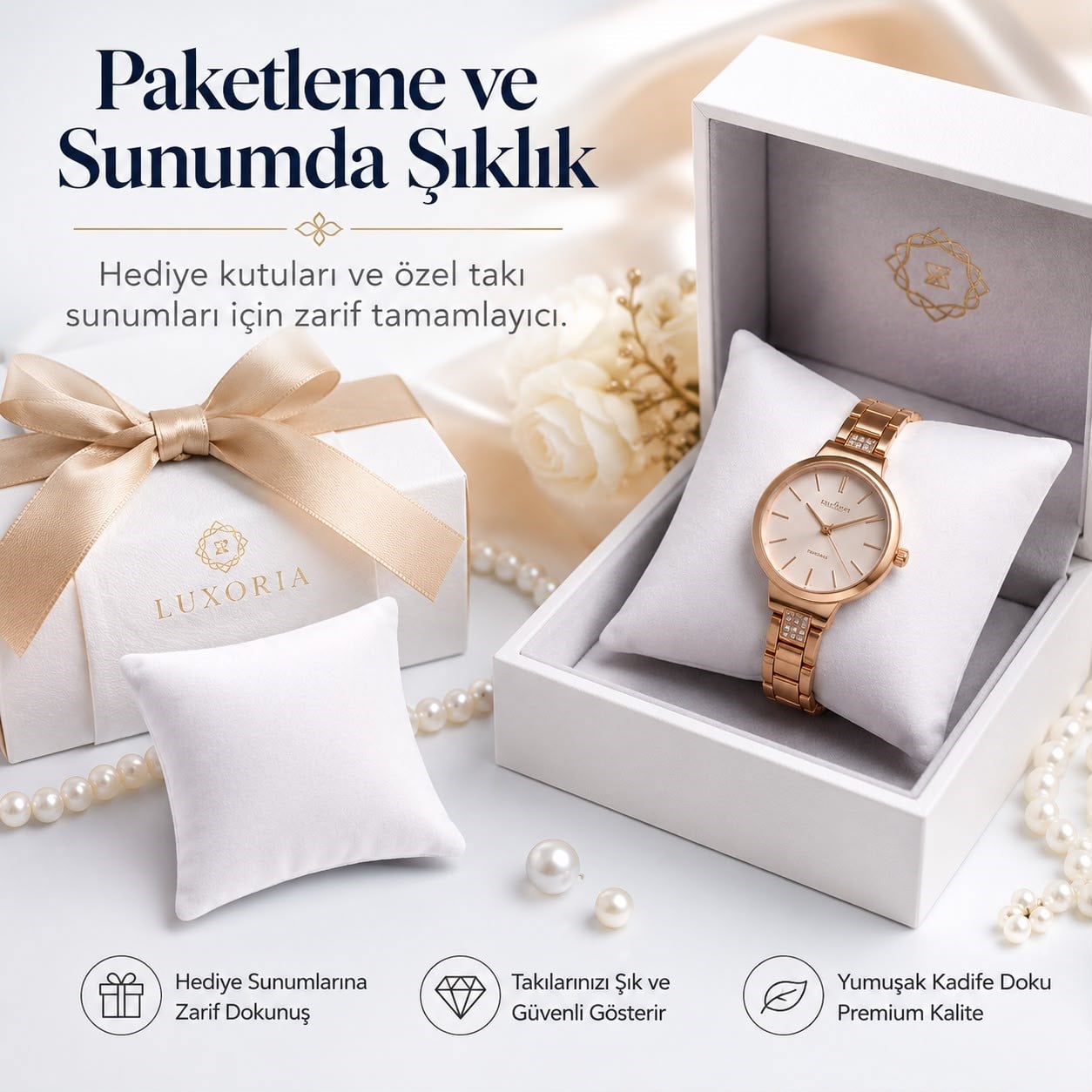 Kadife, Beyaz Takı Yastığı 8 x 8 