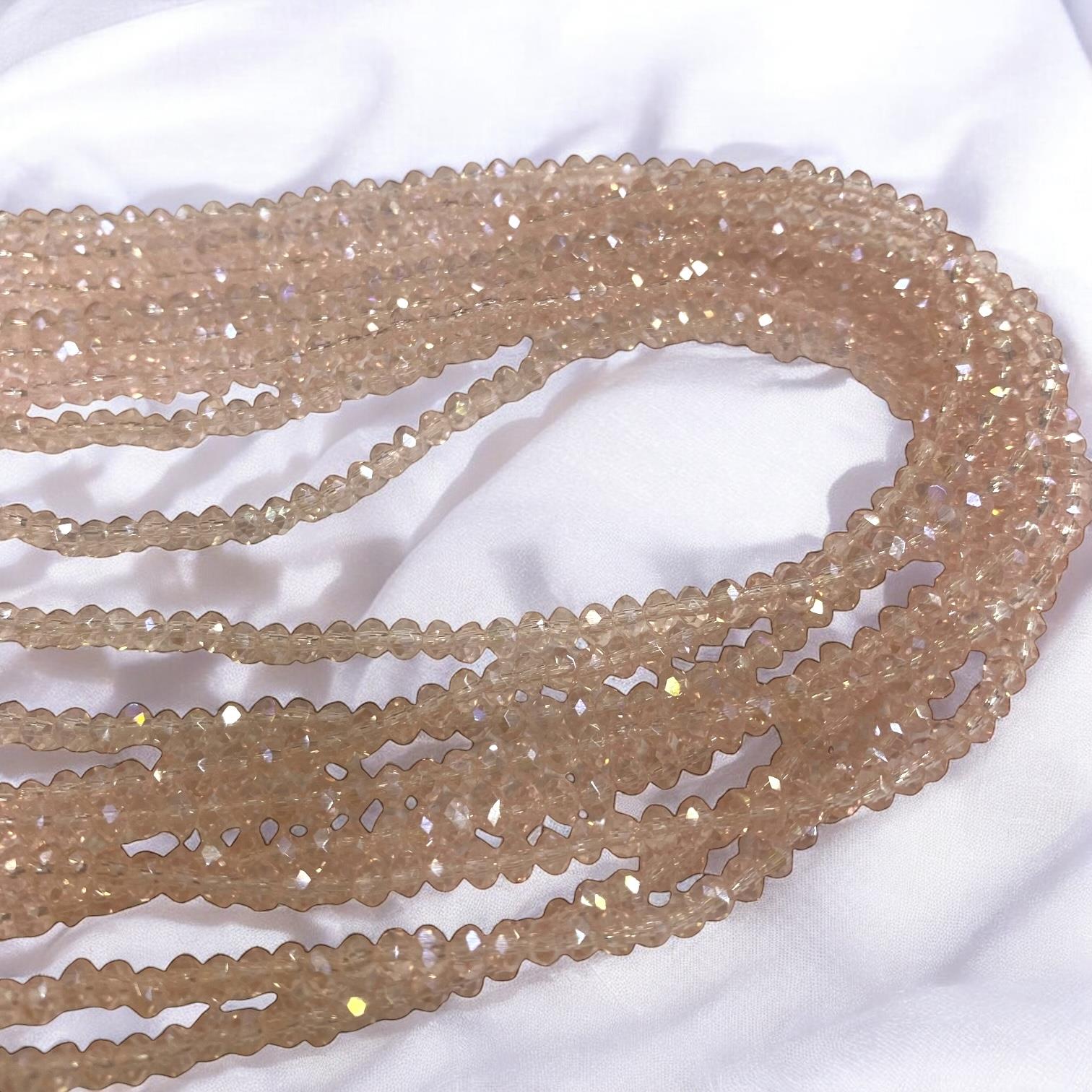Kristal Dizi Cam Boncuk (3 mm) Sedef Pembe
