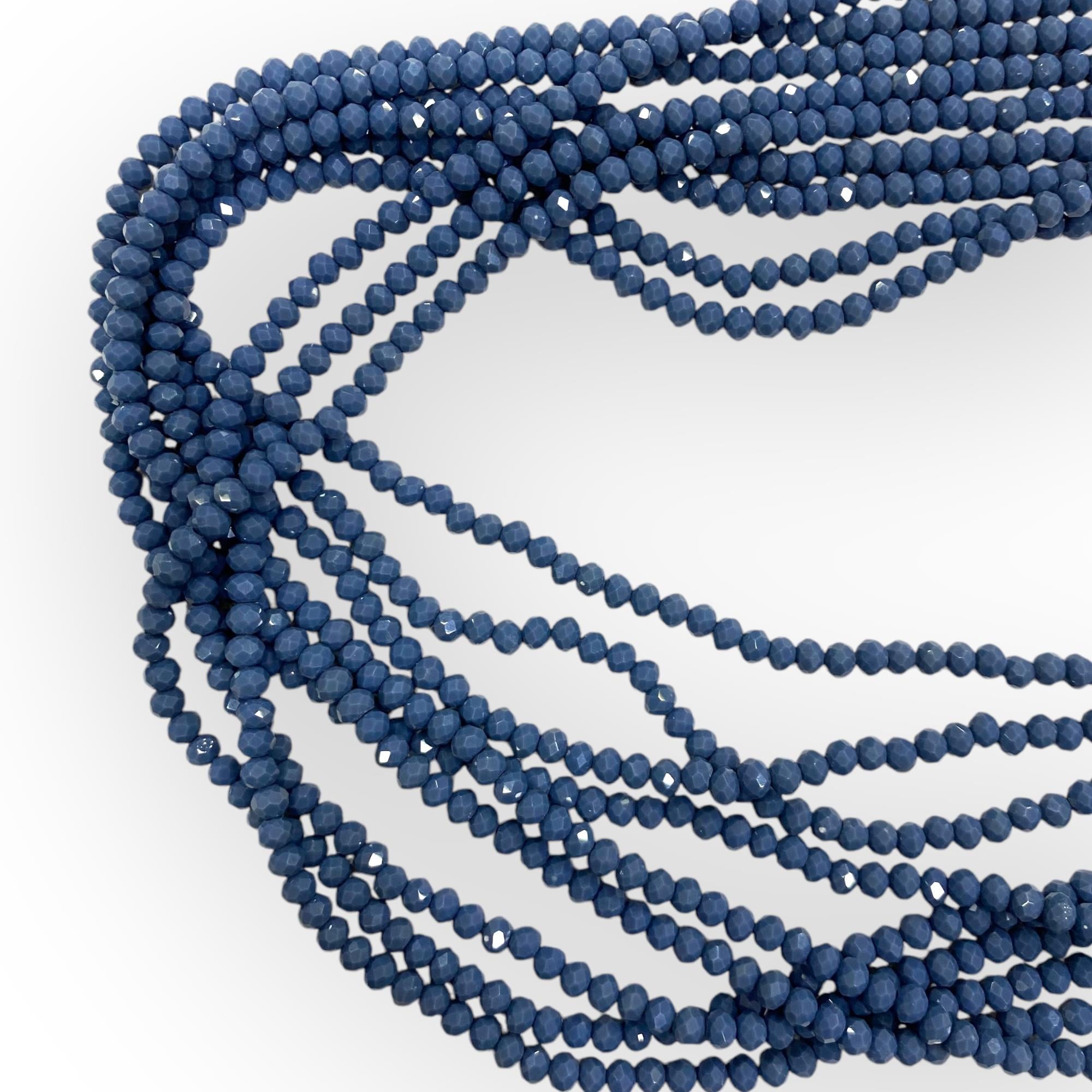 Kristal Dizi Cam Boncuk (4 mm) Mavi Jean