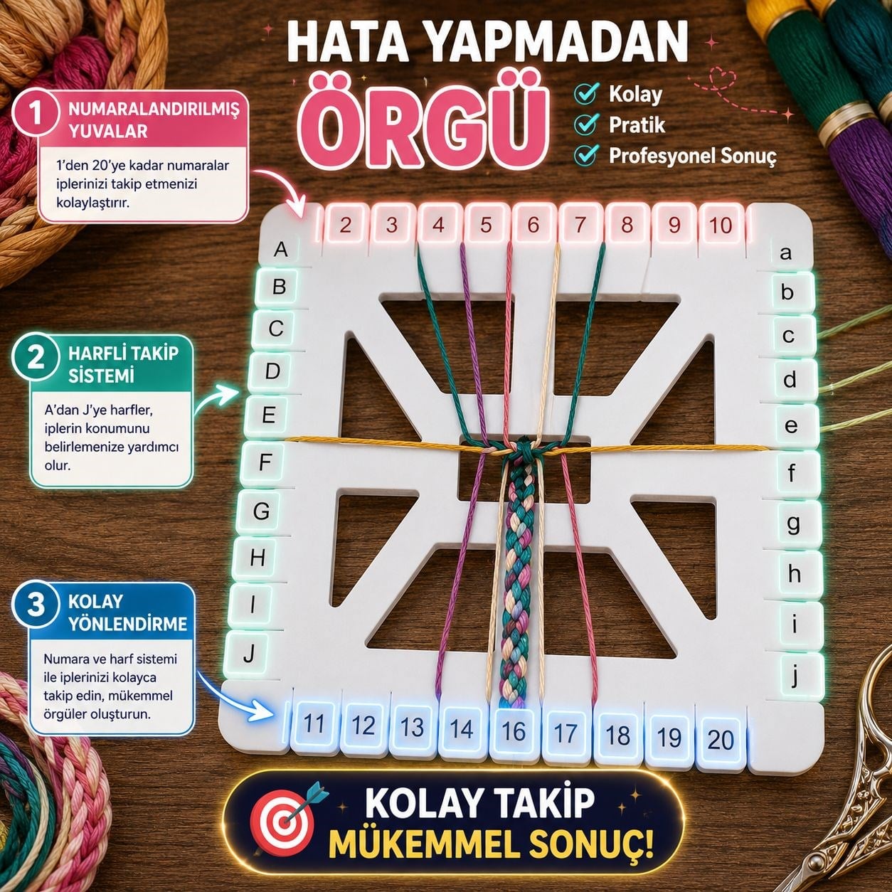 Kumihimo Kare Makrome Örgü Takip Aparatı