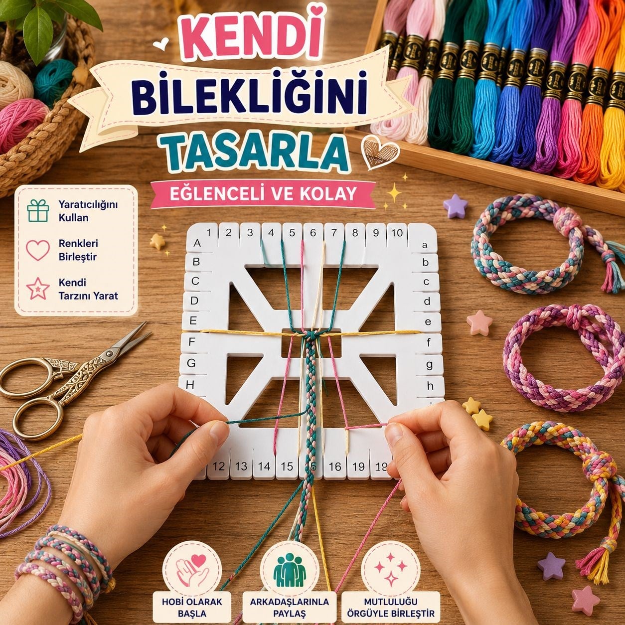 Kumihimo Kare Makrome Örgü Takip Aparatı