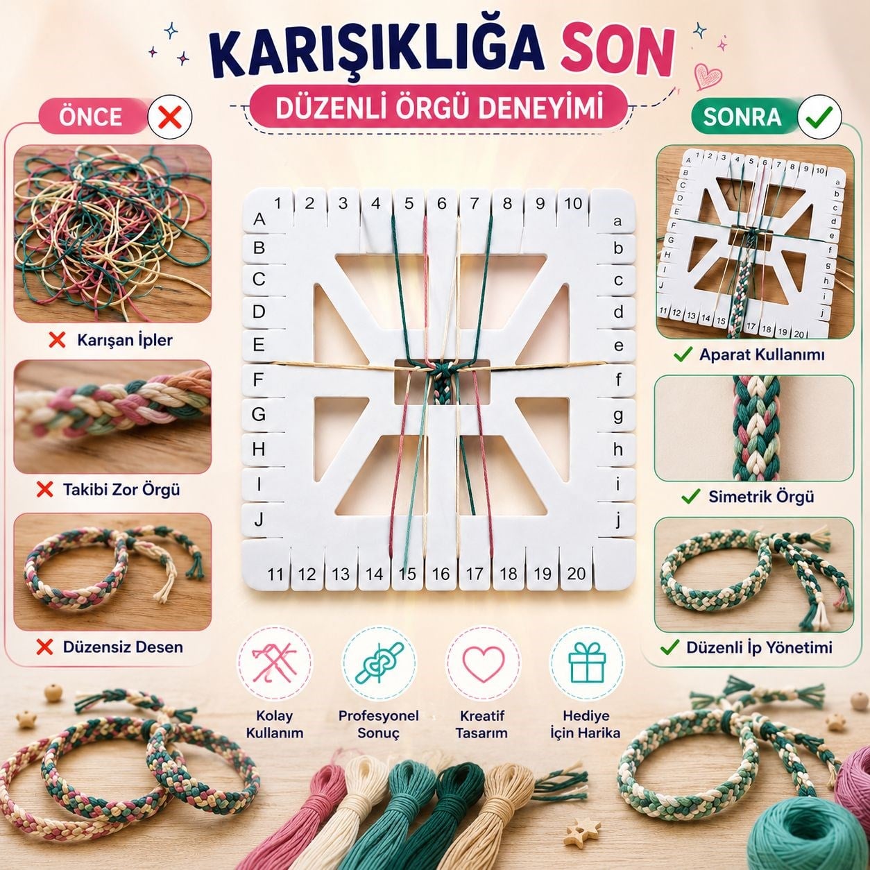Kumihimo Kare Makrome Örgü Takip Aparatı