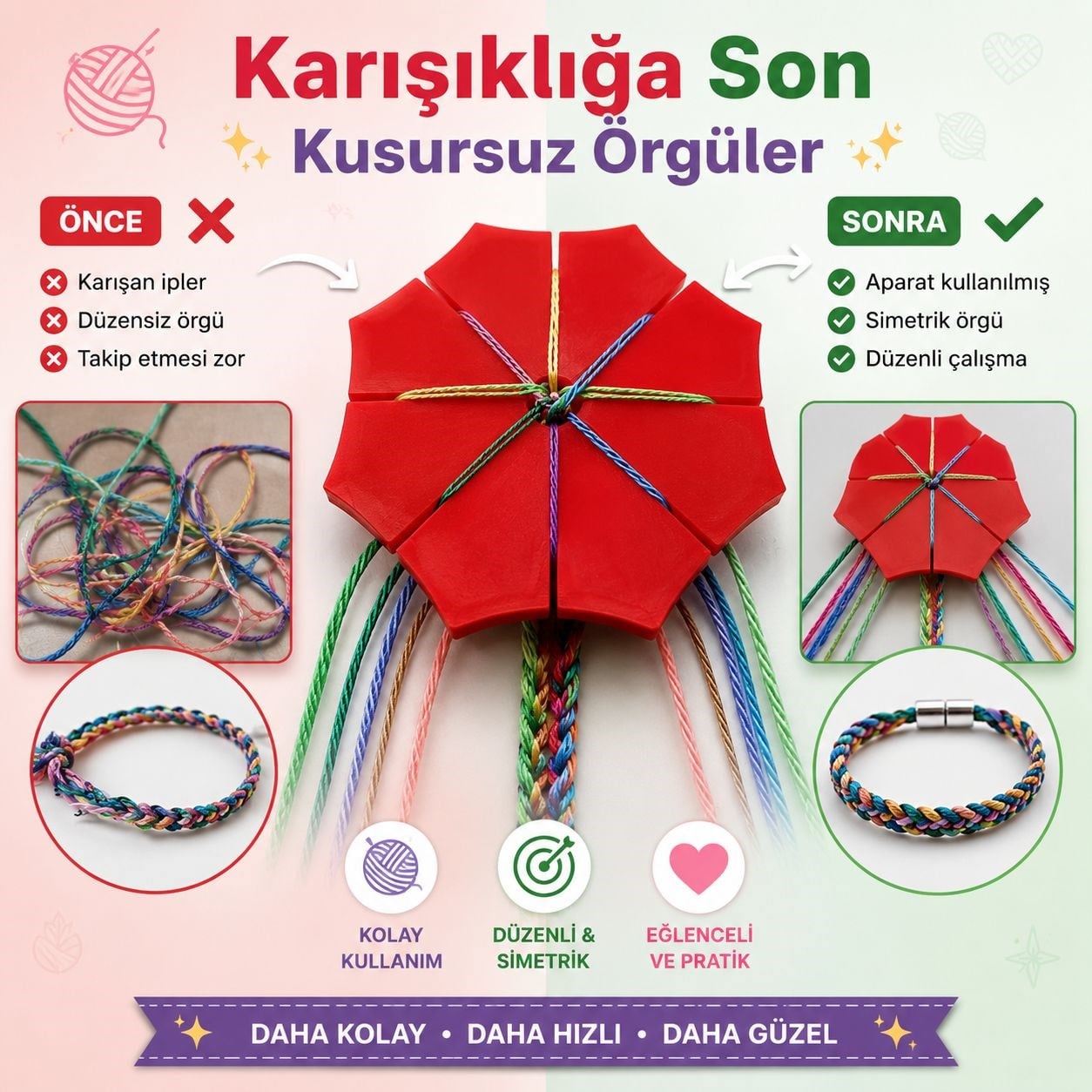 Kumihimo Örgü Aparatı – Düzenli, Simetrik ve Eğlenceli Tasarımlar