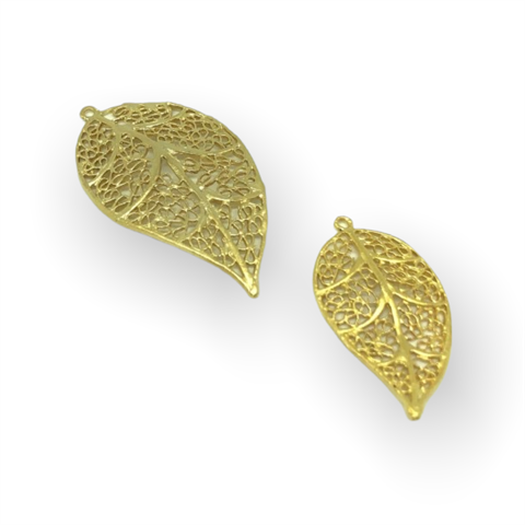 Metal Kulplu Yaprak Gold