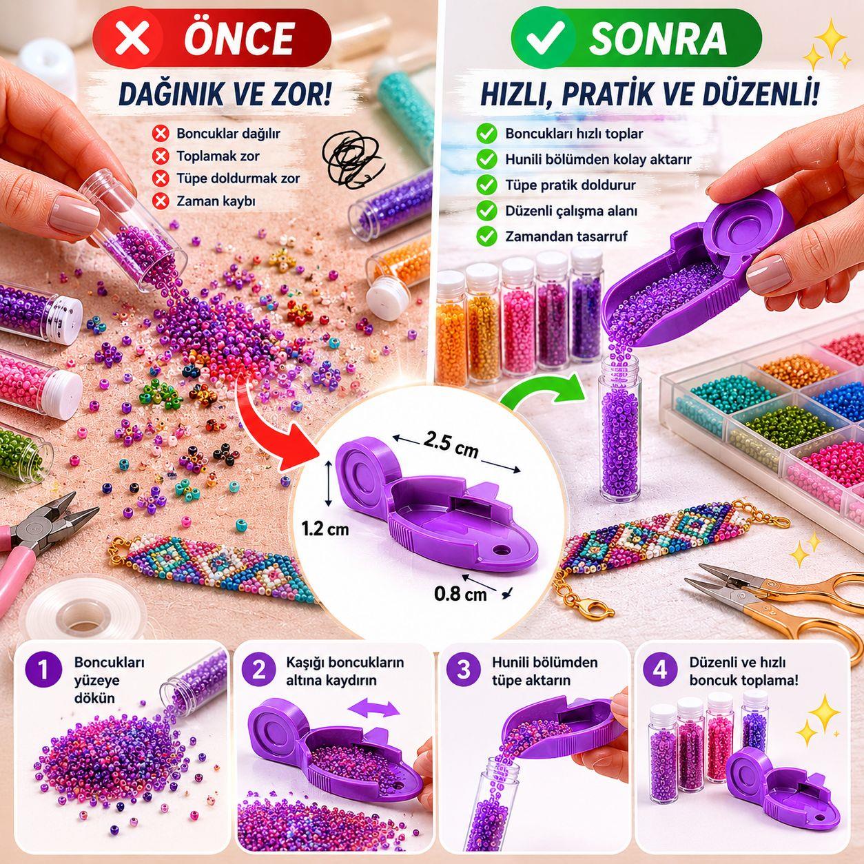 Mini Boncuk Toplama Kaşığı - Çift Fonksiyonlu